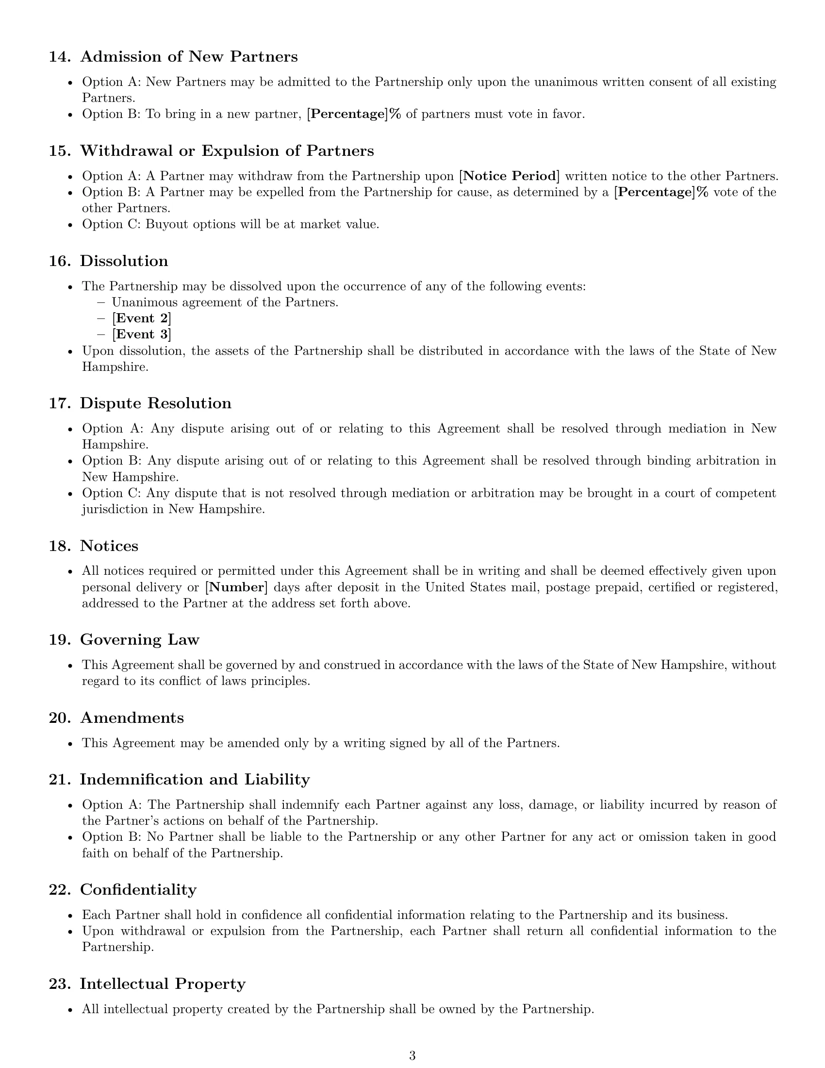 Preview page 3 of Free New Hampshire partnership agreement template