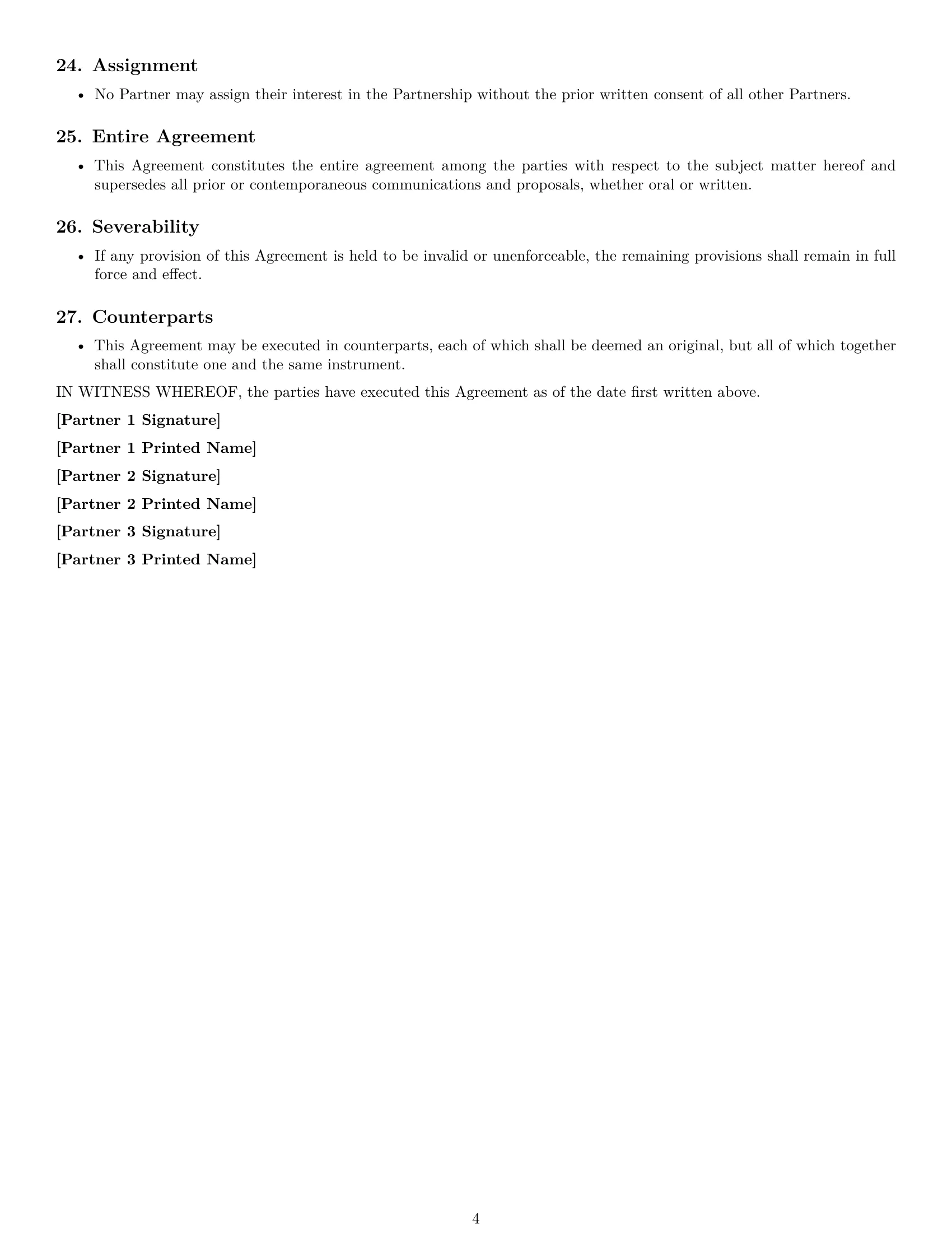 Preview page 4 of Free New Hampshire partnership agreement template