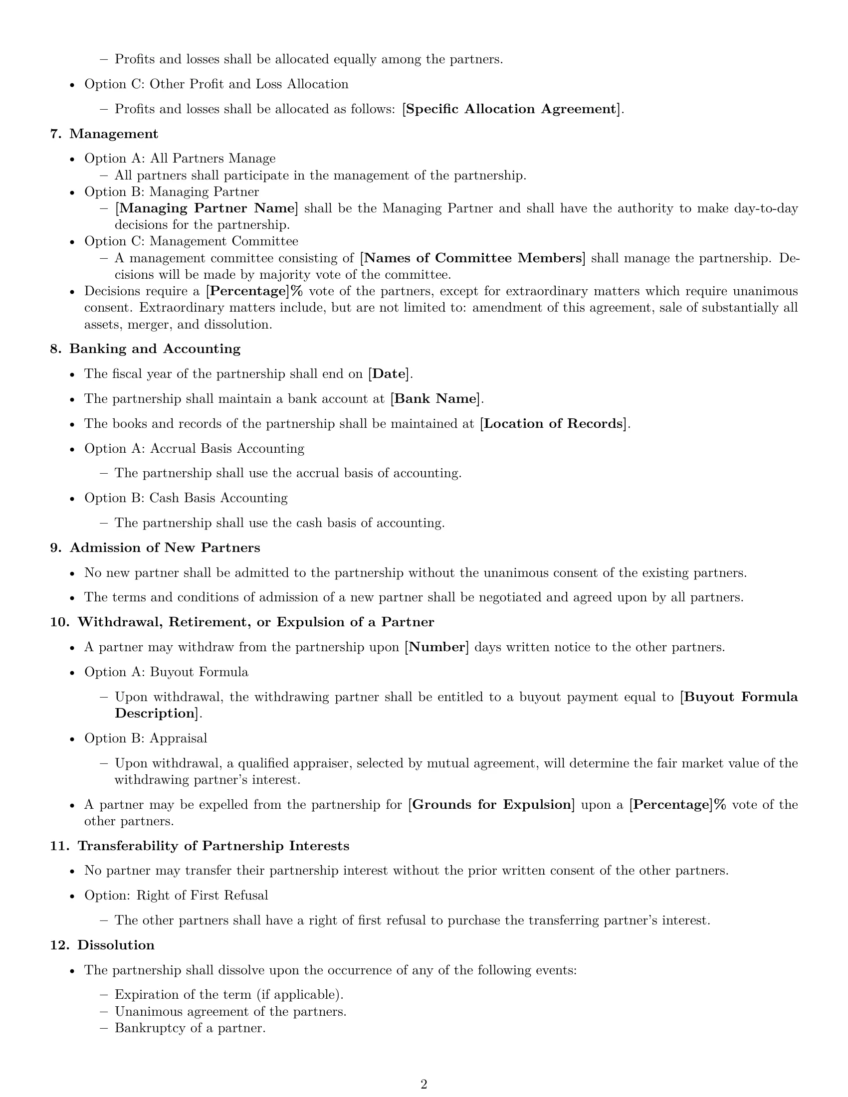 Preview page 2 of Free Arizona partnership agreement template