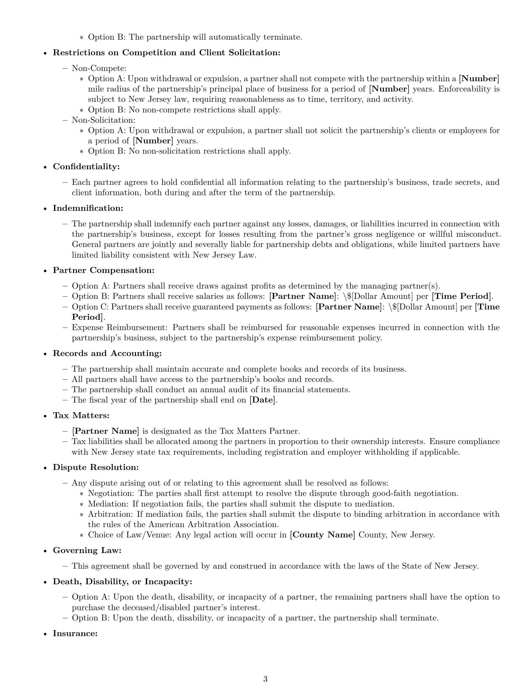 Preview page 3 of Free New Jersey partnership agreement template