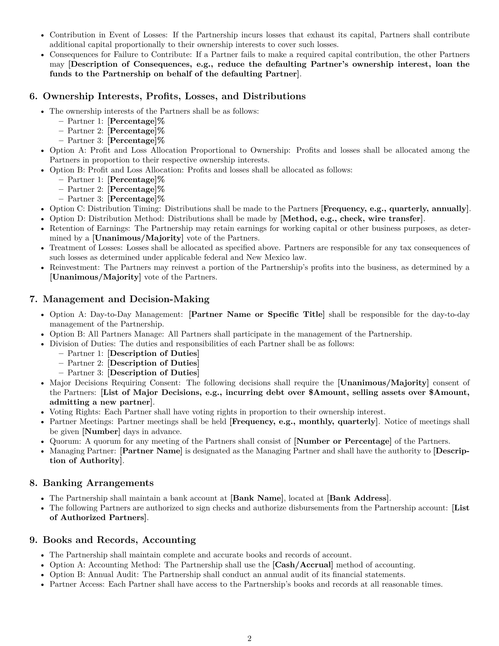 Preview page 2 of Free New Mexico partnership agreement template