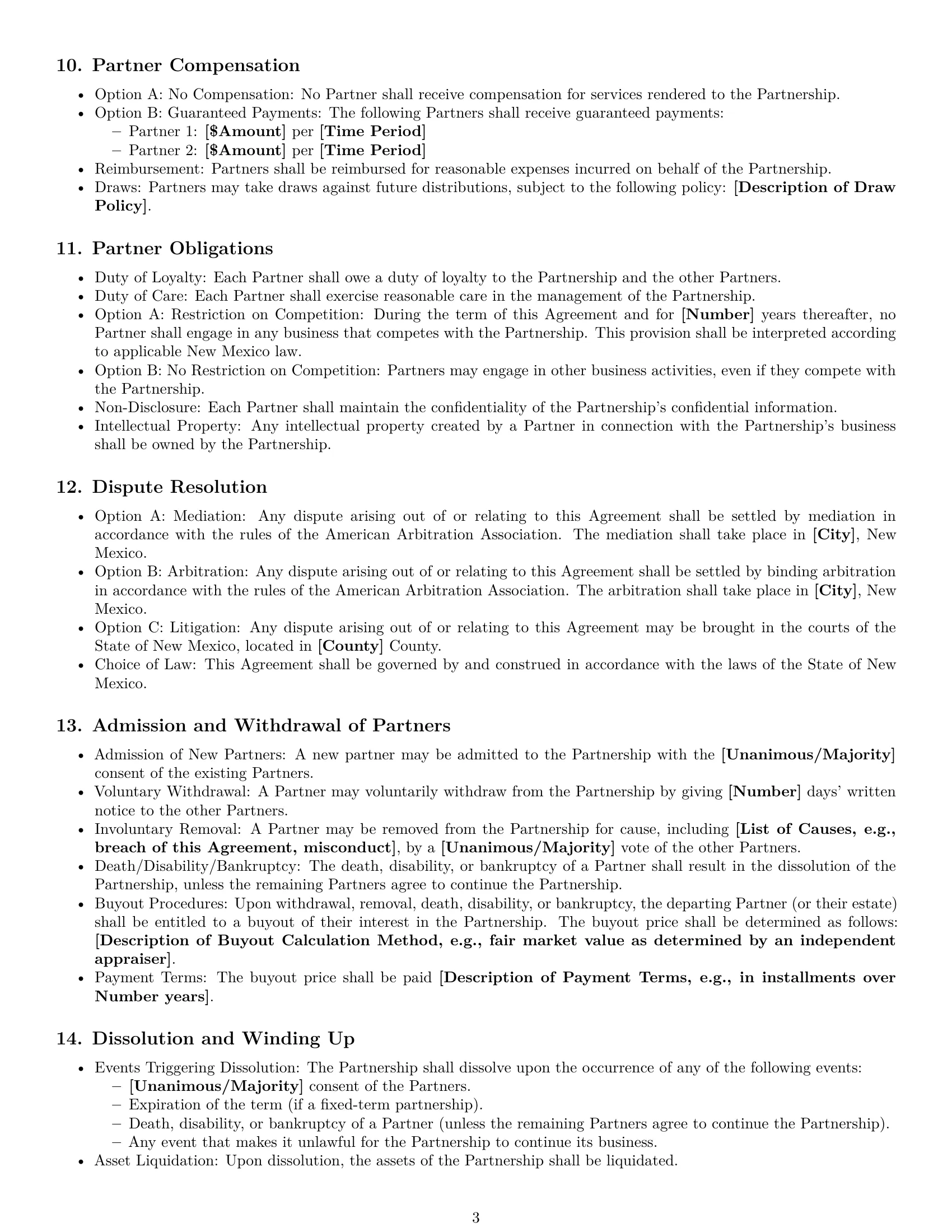Preview page 3 of Free New Mexico partnership agreement template