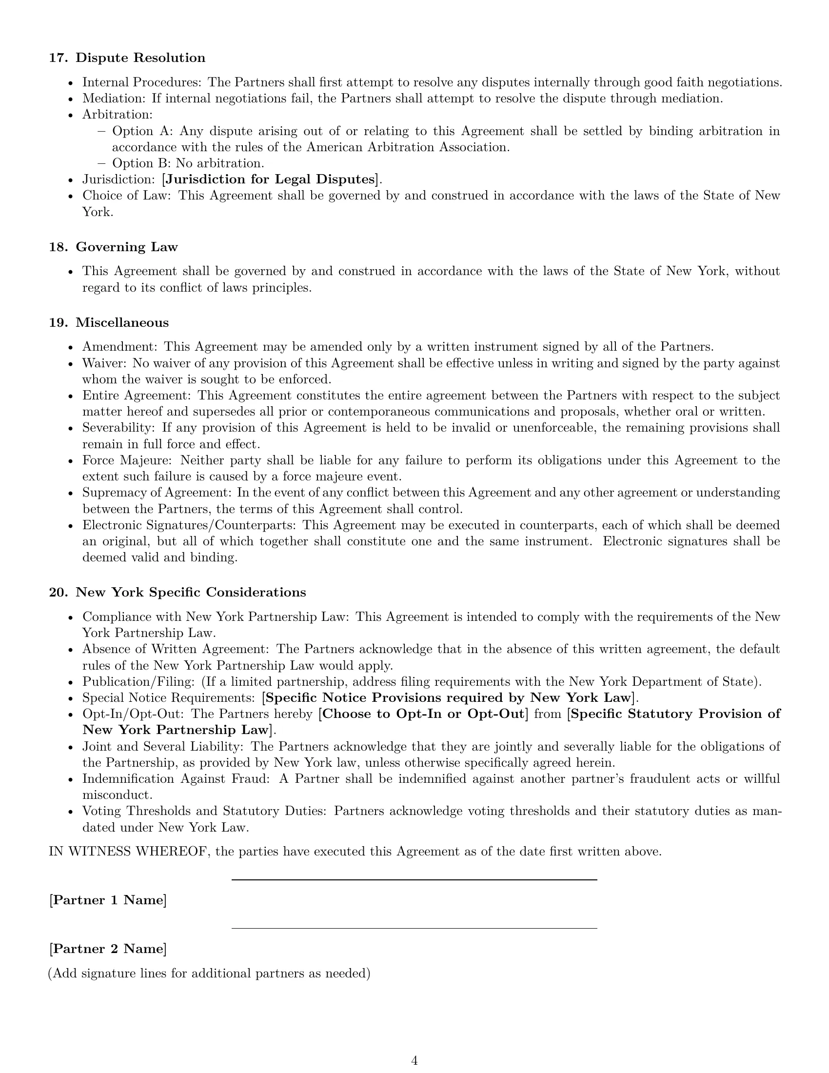 Preview page 4 of Free New York partnership agreement template