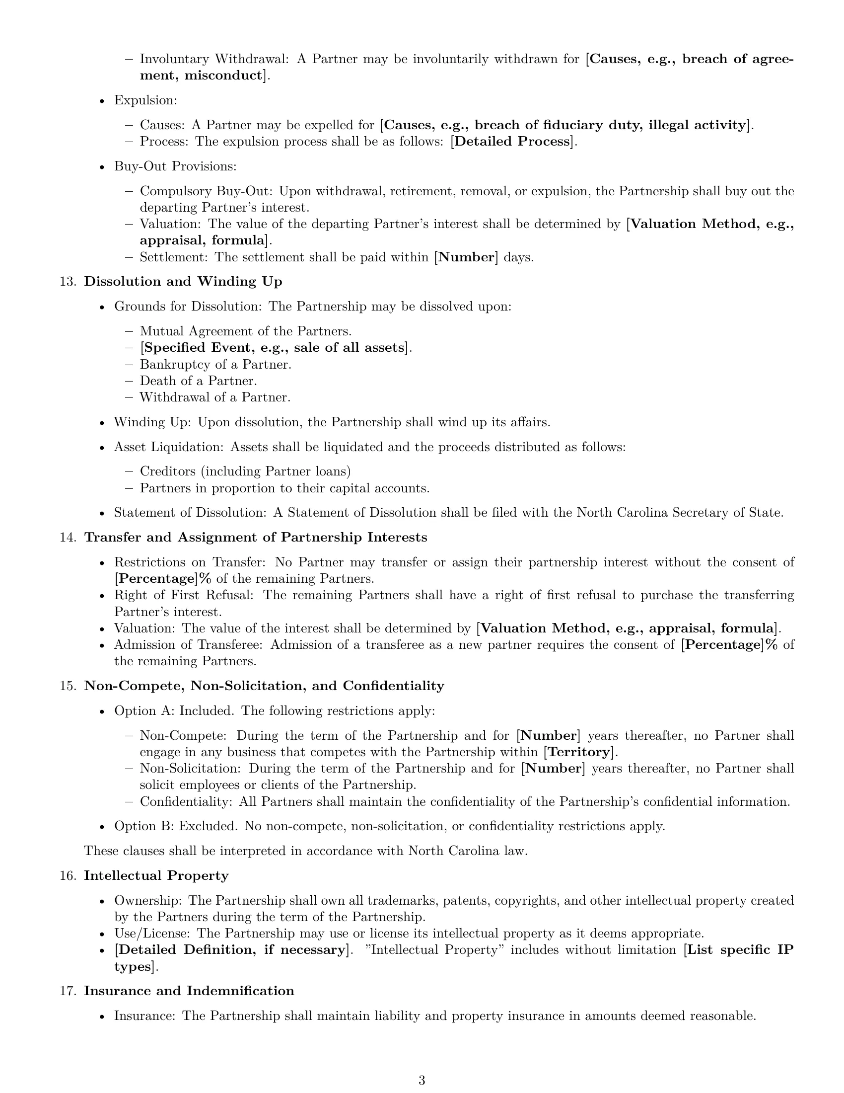 Preview page 3 of Free North Carolina partnership agreement template