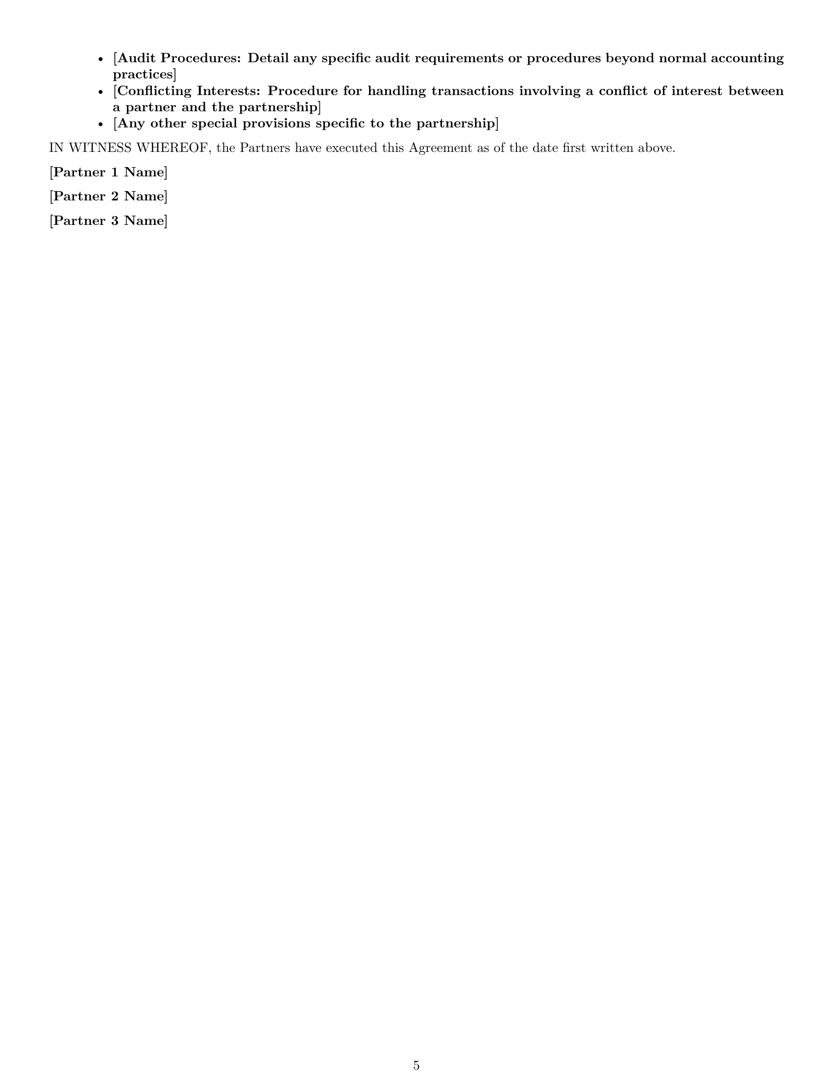 Preview page 5 of Free North Carolina partnership agreement template