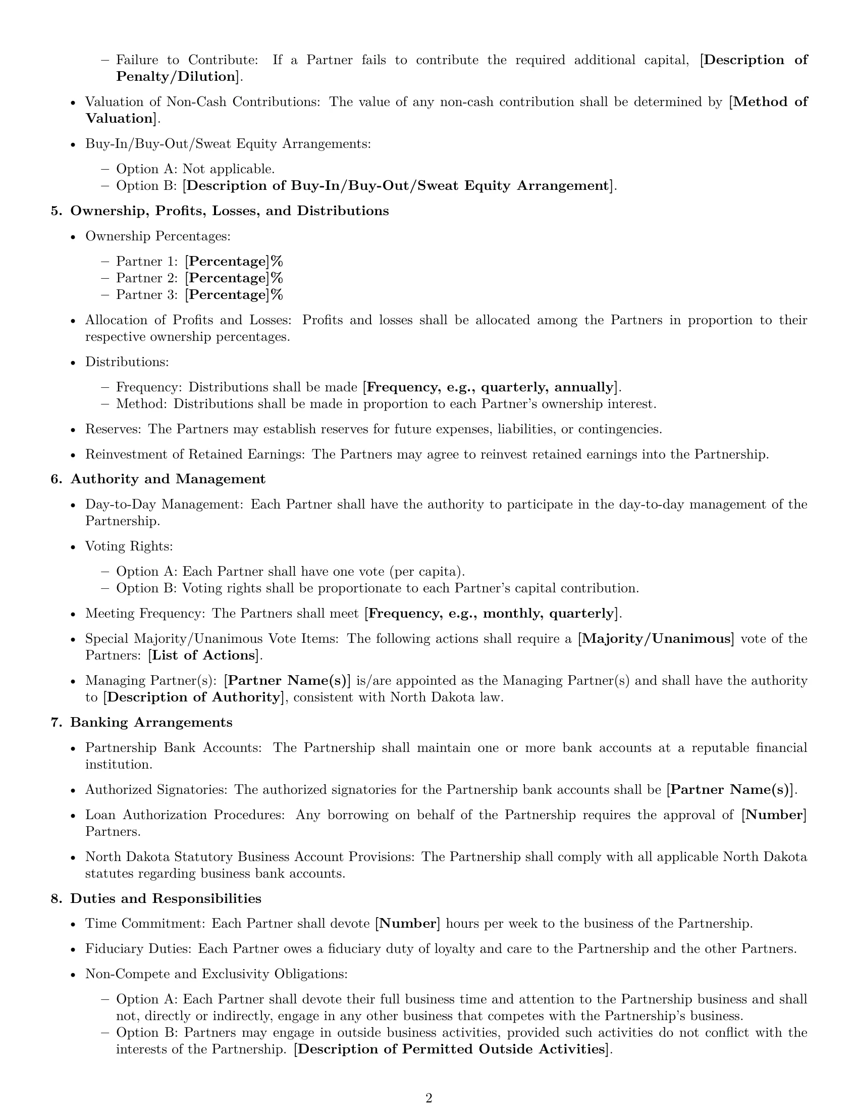Preview page 2 of Free North Dakota partnership agreement template