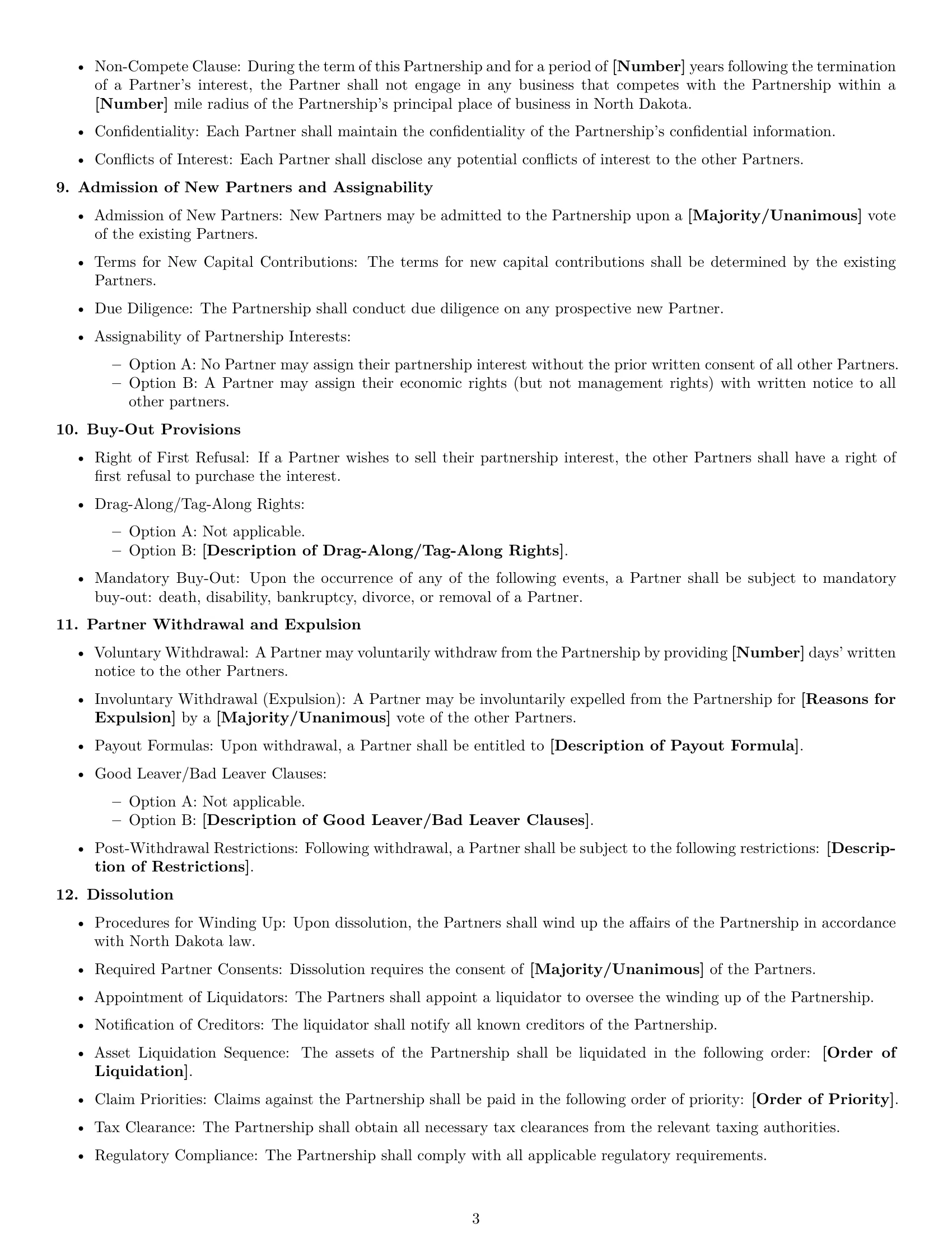 Preview page 3 of Free North Dakota partnership agreement template
