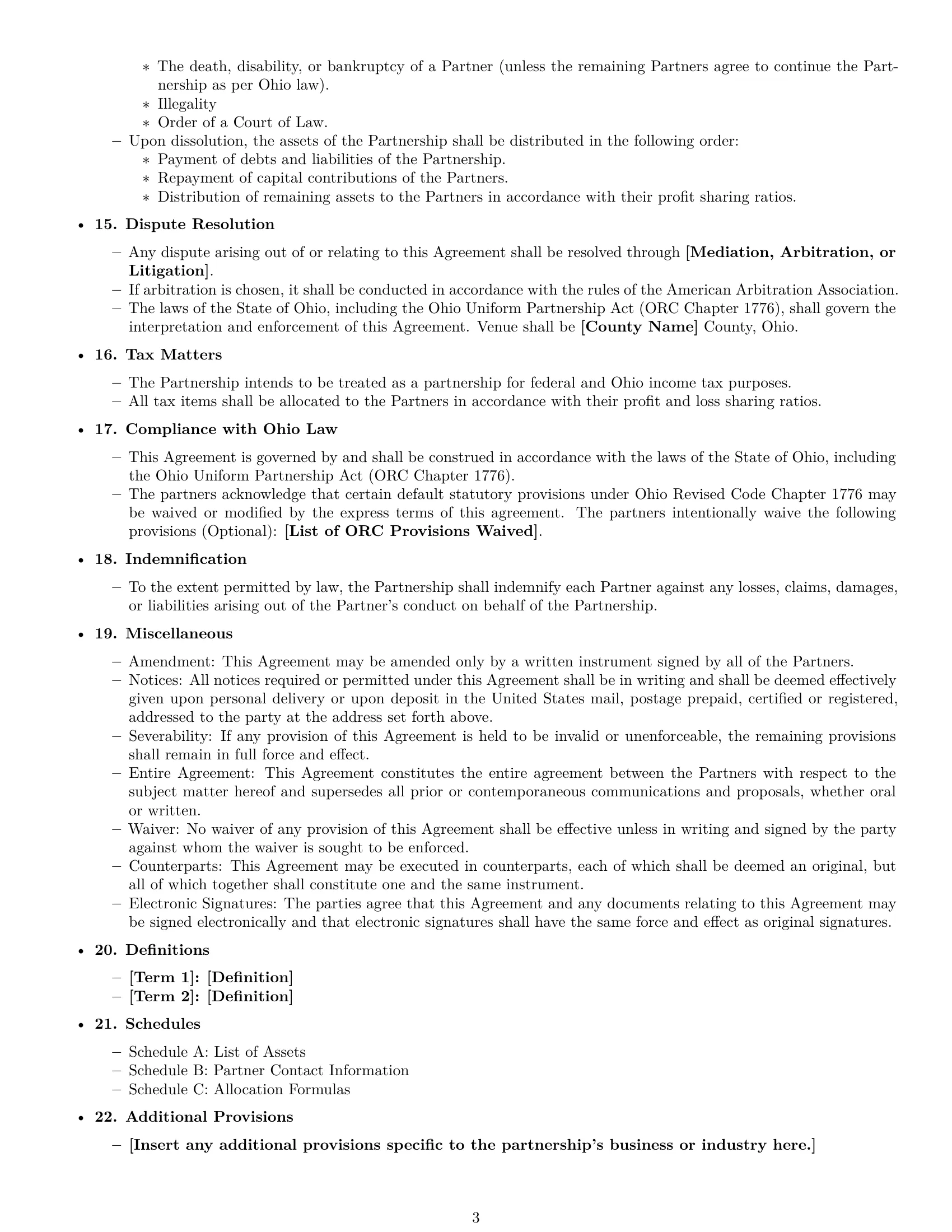 Preview page 3 of Free Ohio partnership agreement template