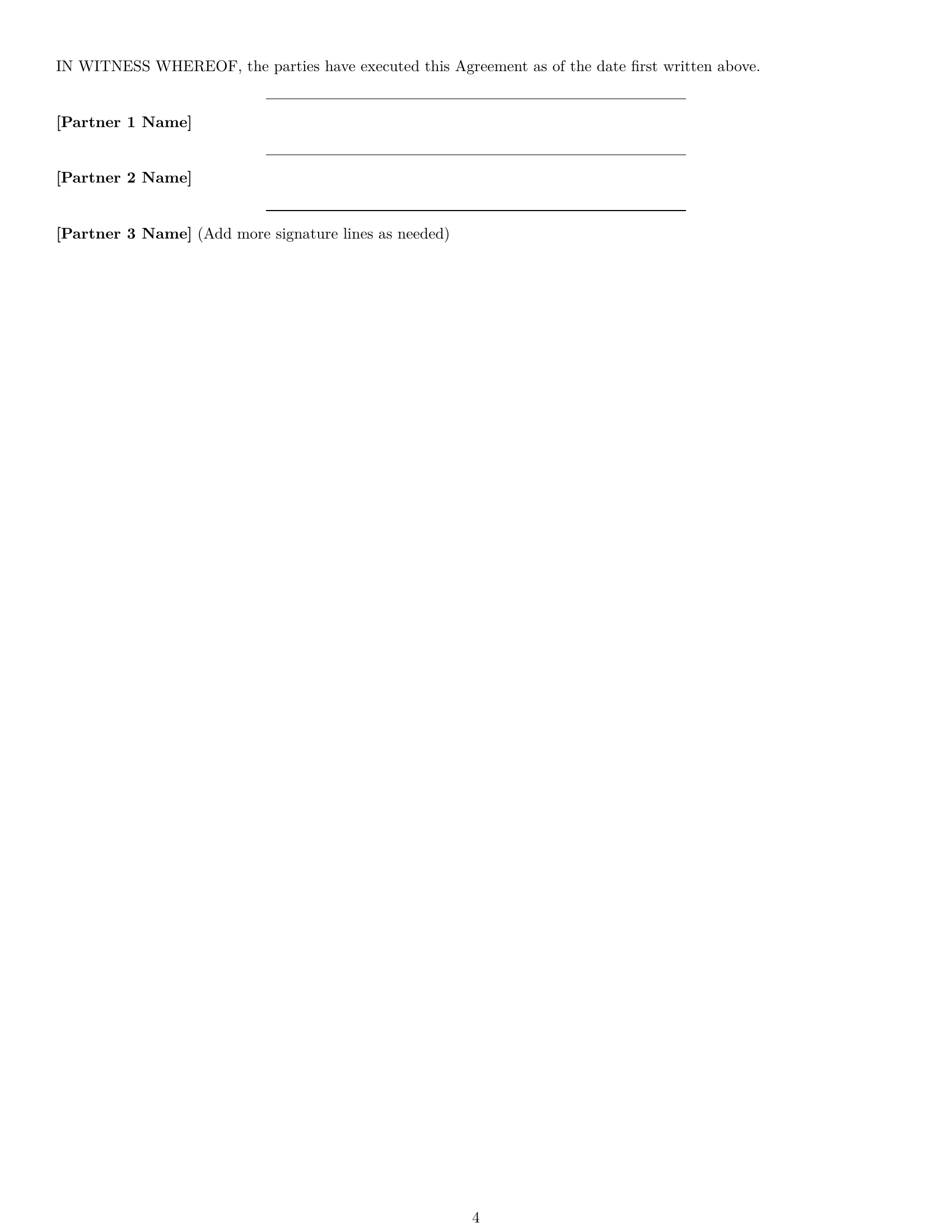 Preview page 4 of Free Ohio partnership agreement template