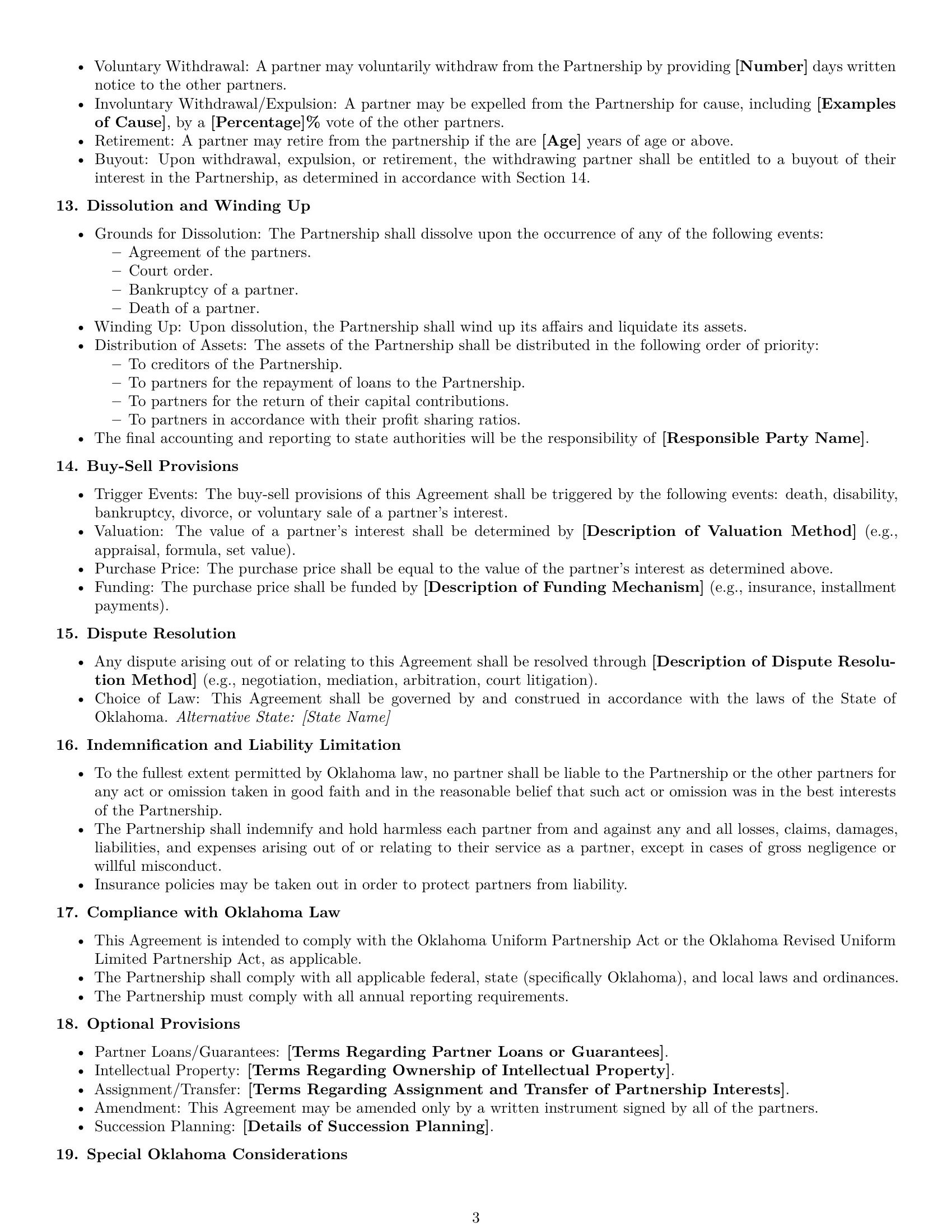 Preview page 3 of Free Oklahoma partnership agreement template