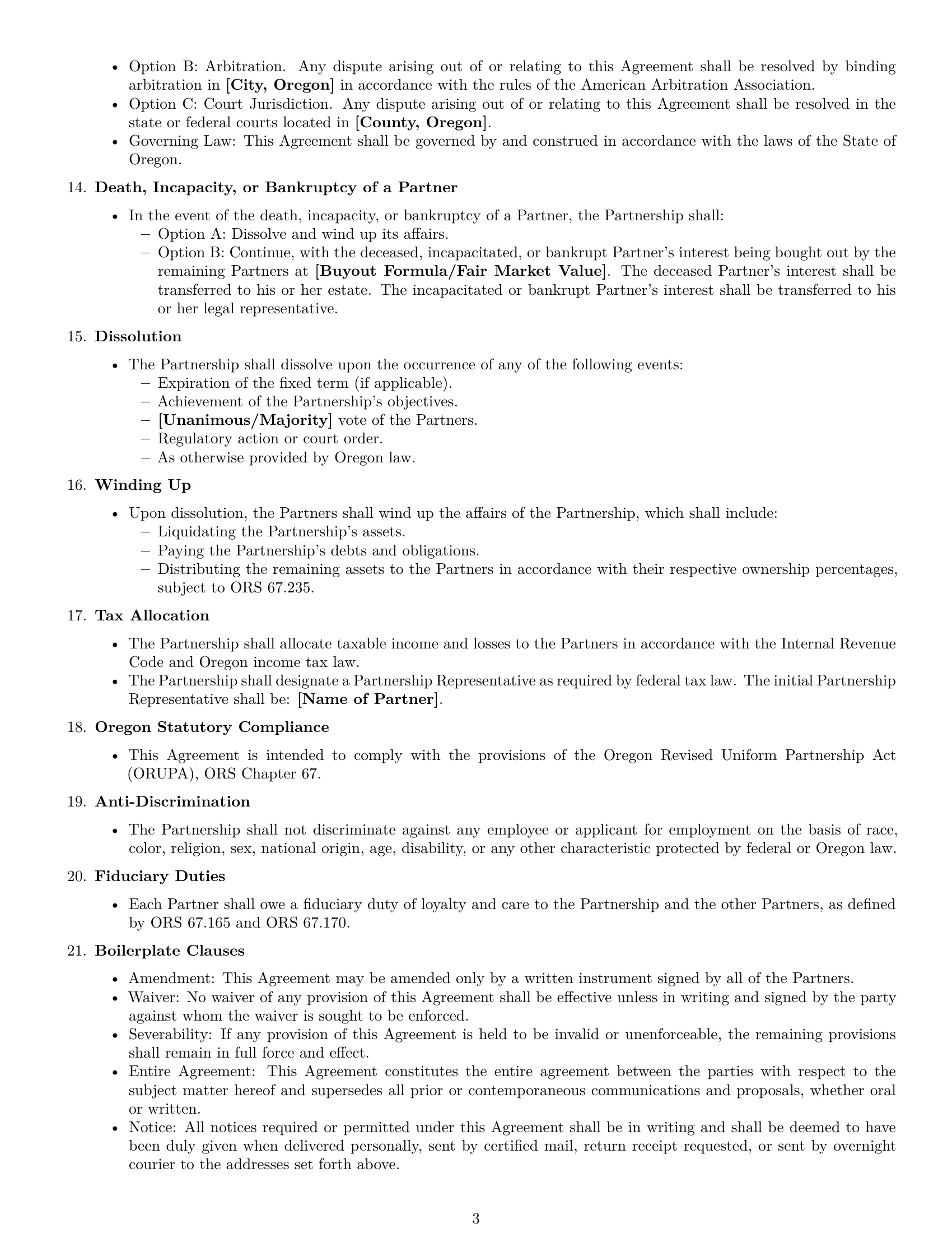 Preview page 3 of Free Oregon partnership agreement template