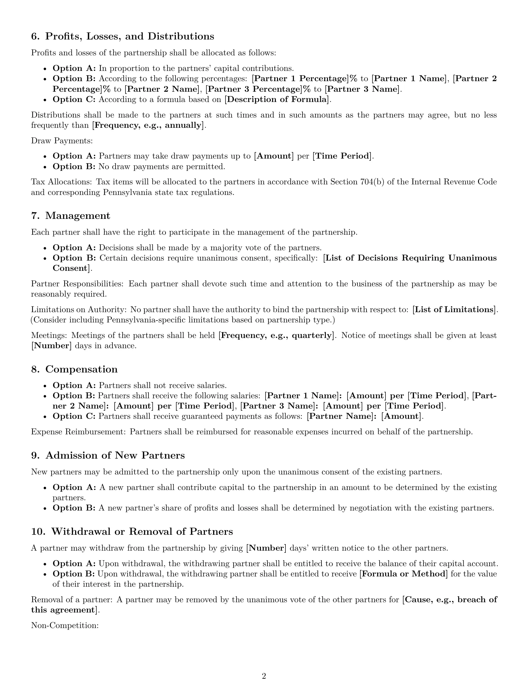 Preview page 2 of Free Pennsylvania partnership agreement template