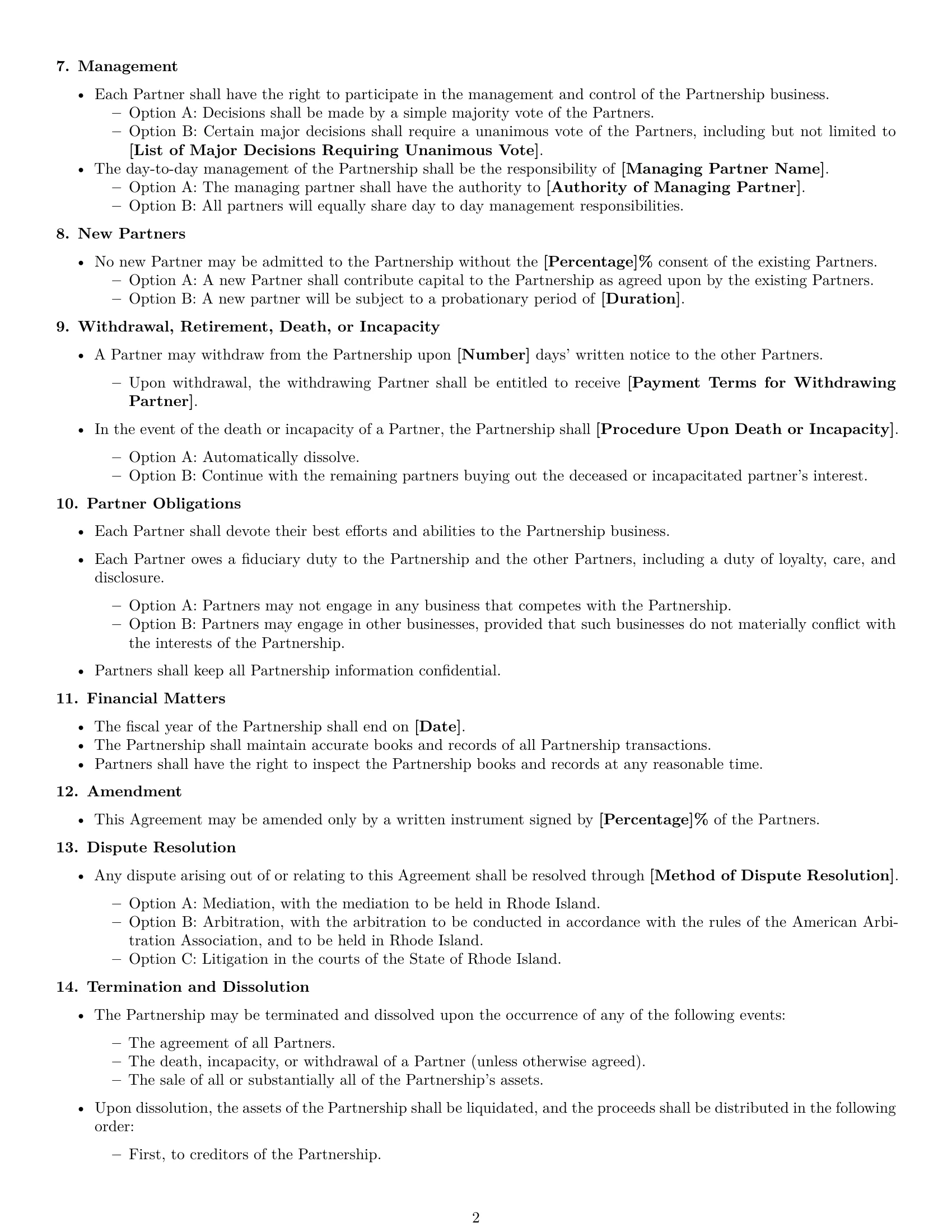Preview page 2 of Free Rhode Island partnership agreement template