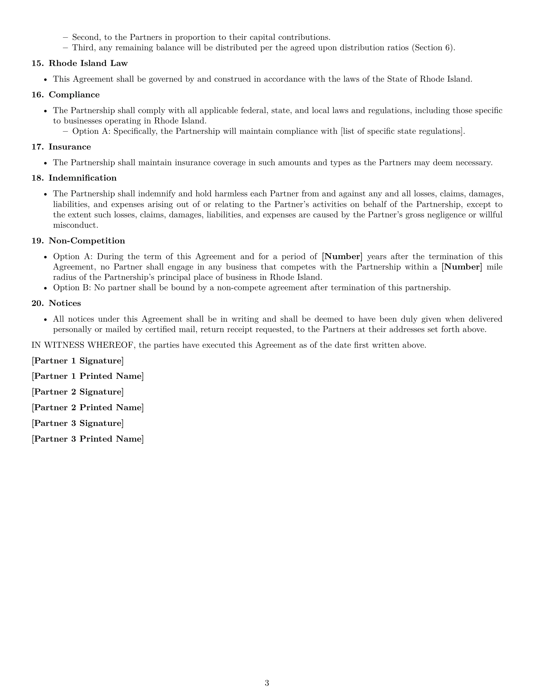 Preview page 3 of Free Rhode Island partnership agreement template