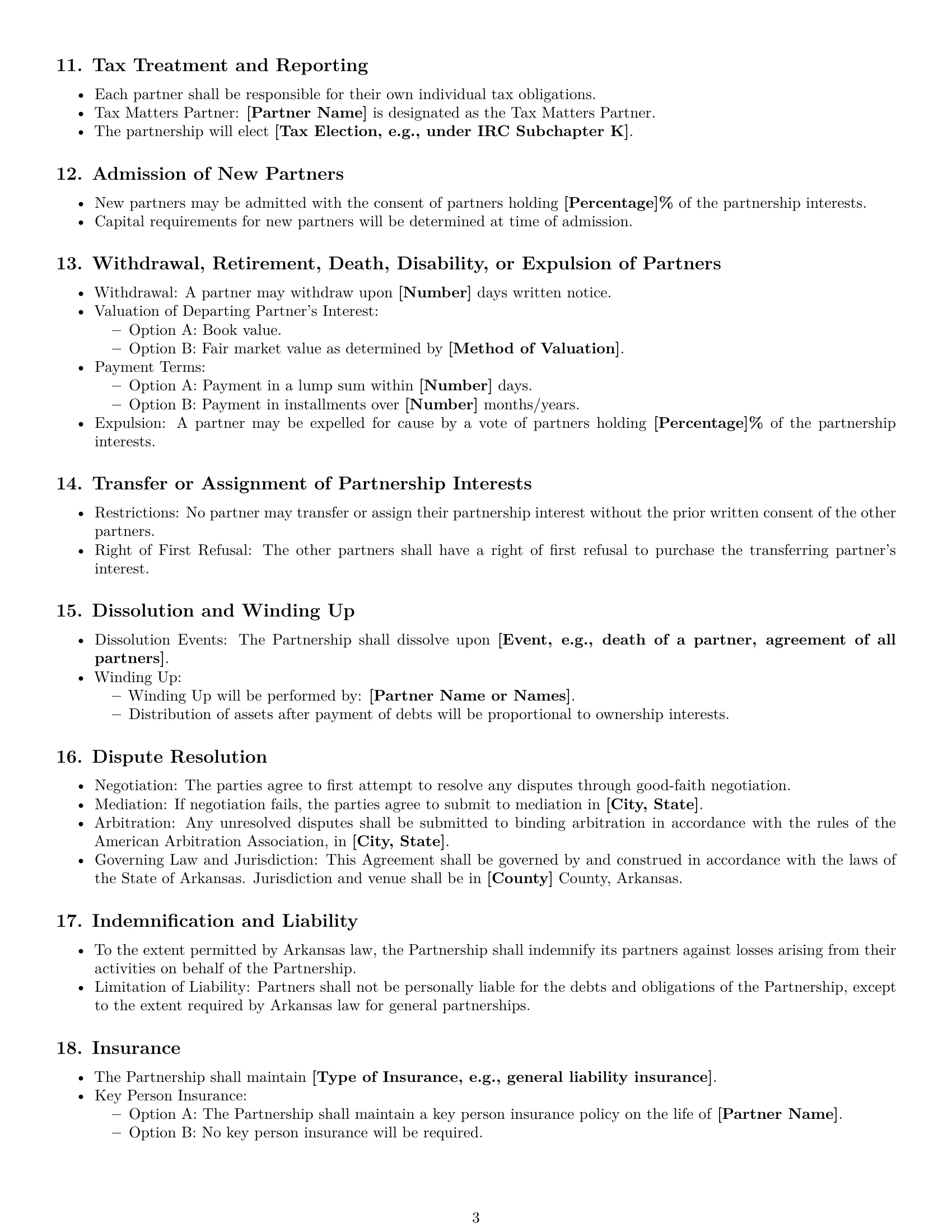 Preview page 3 of Free Arkansas partnership agreement template