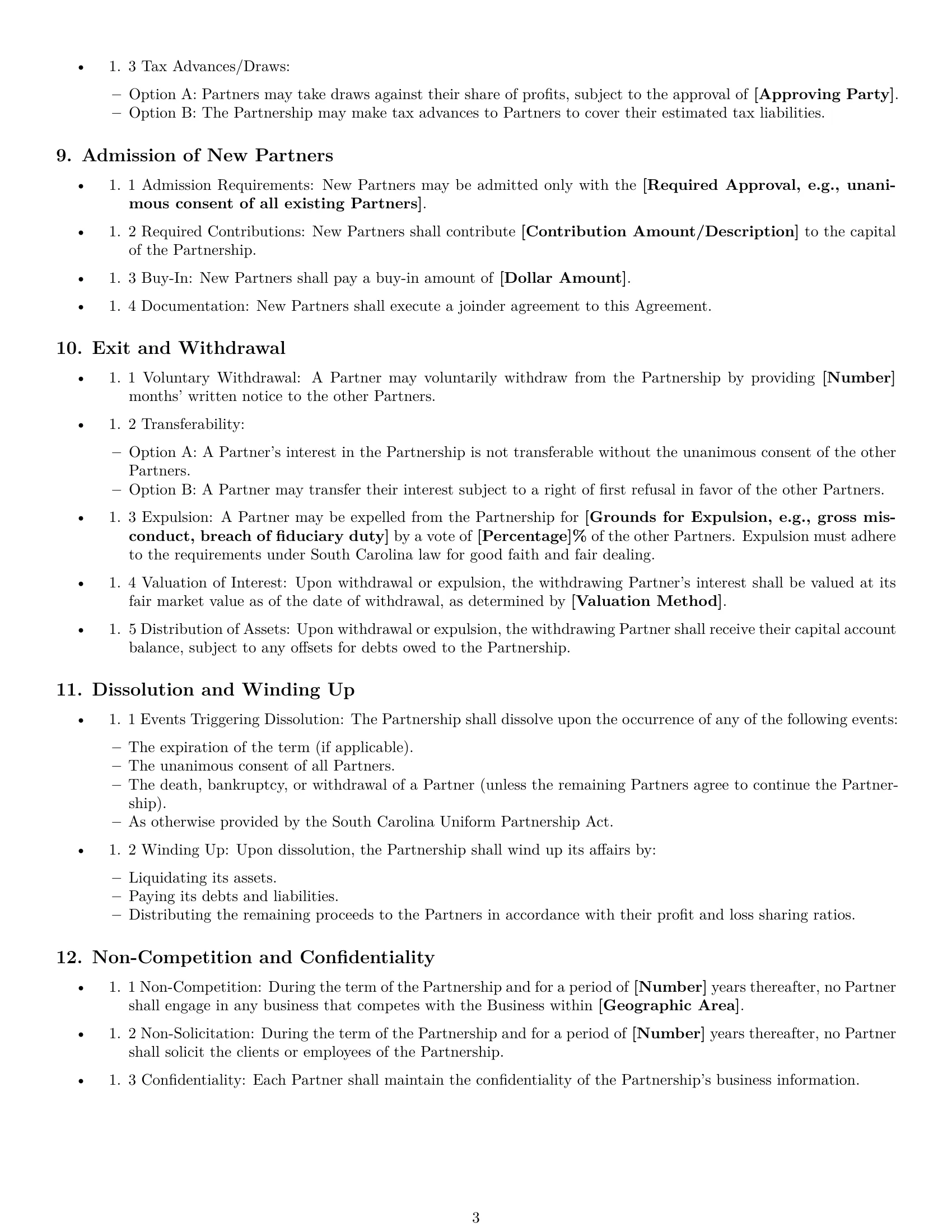 Preview page 3 of Free South Carolina partnership agreement template