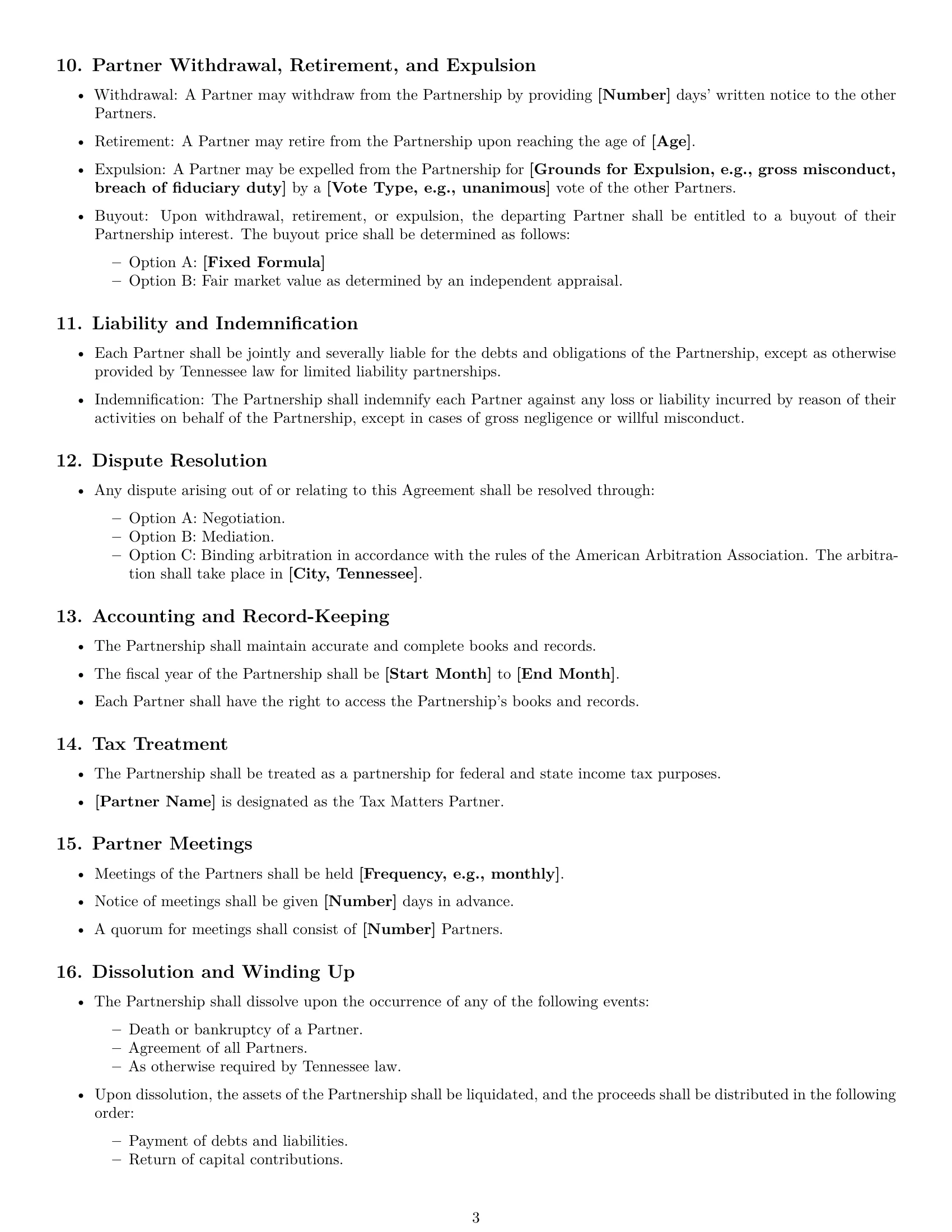 Preview page 3 of Free Tennessee partnership agreement template