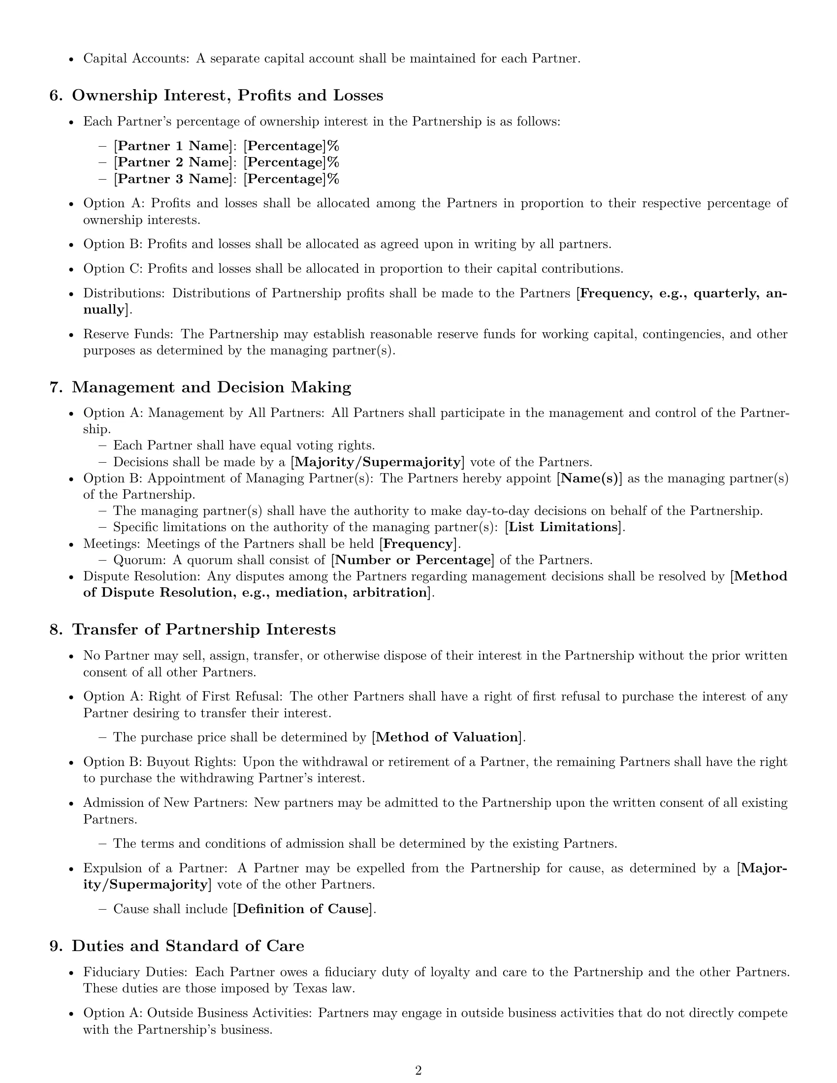 Preview page 2 of Free Texas partnership agreement template