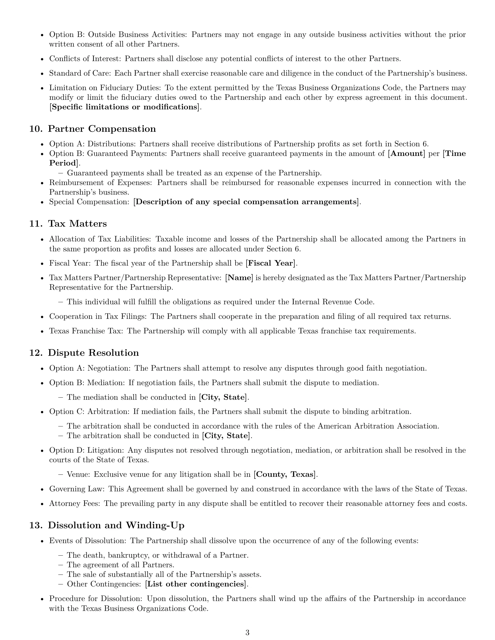 Preview page 3 of Free Texas partnership agreement template