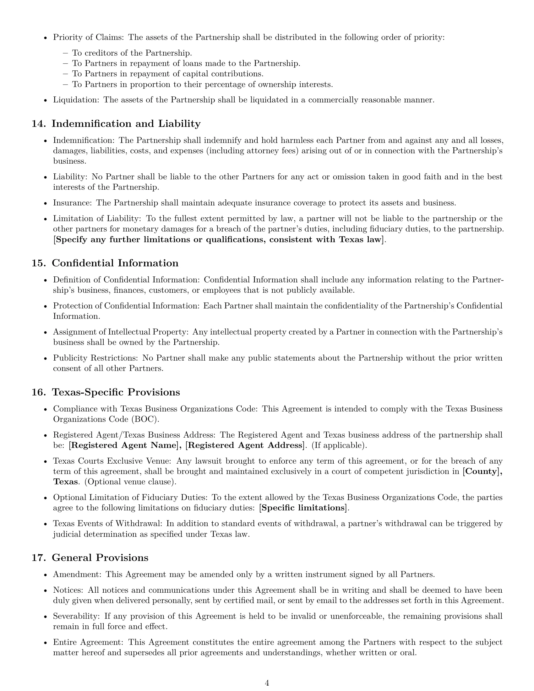 Preview page 4 of Free Texas partnership agreement template