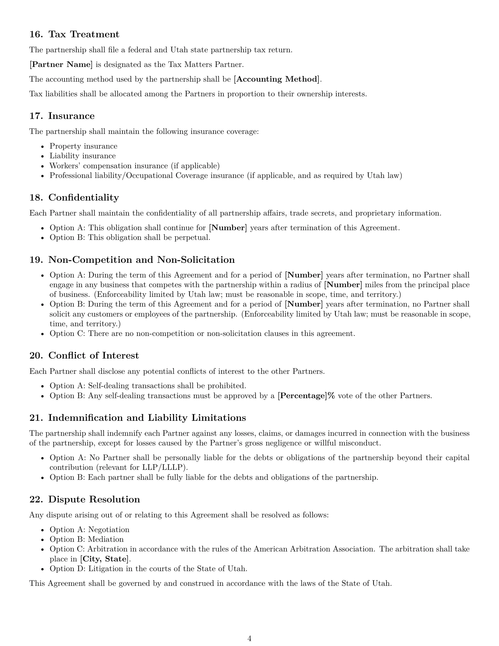 Preview page 4 of Free Utah partnership agreement template