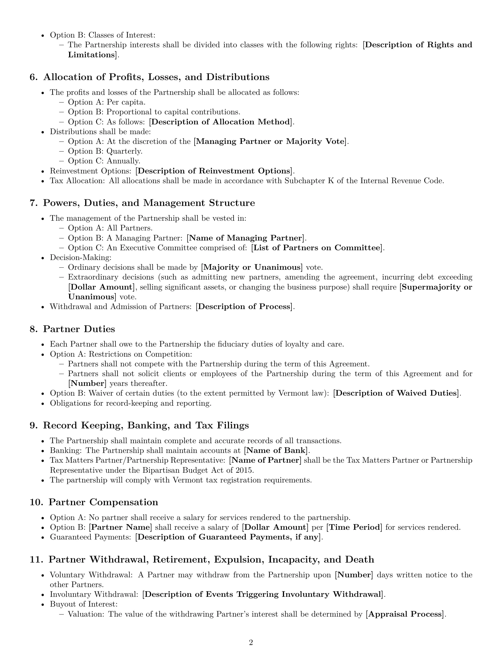 Preview page 2 of Free Vermont partnership agreement template