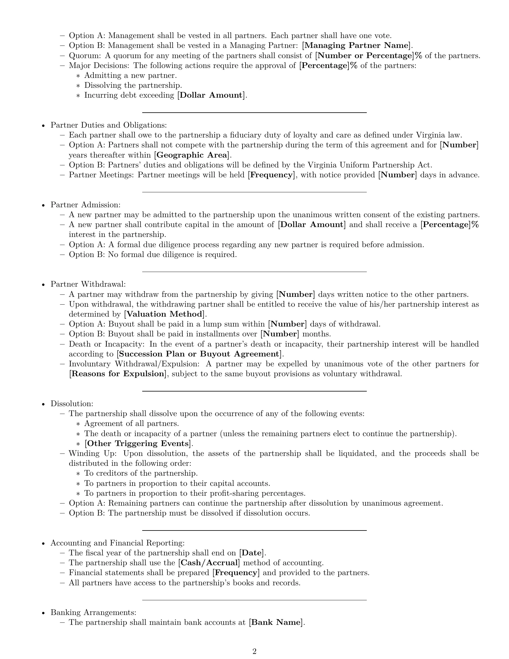 Preview page 2 of Free Virginia partnership agreement template