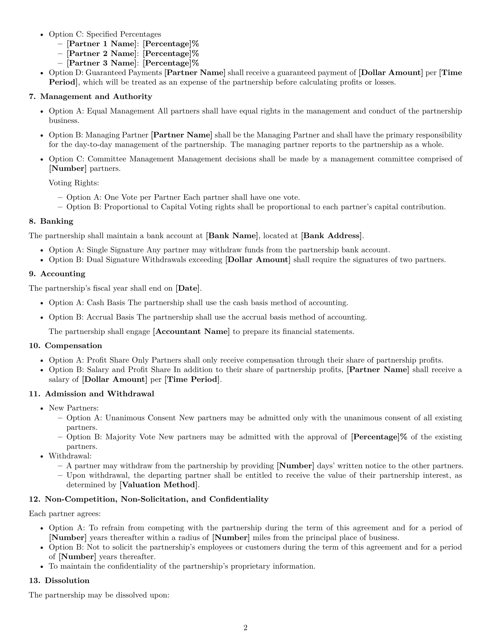 Preview page 2 of Free Washington partnership agreement template