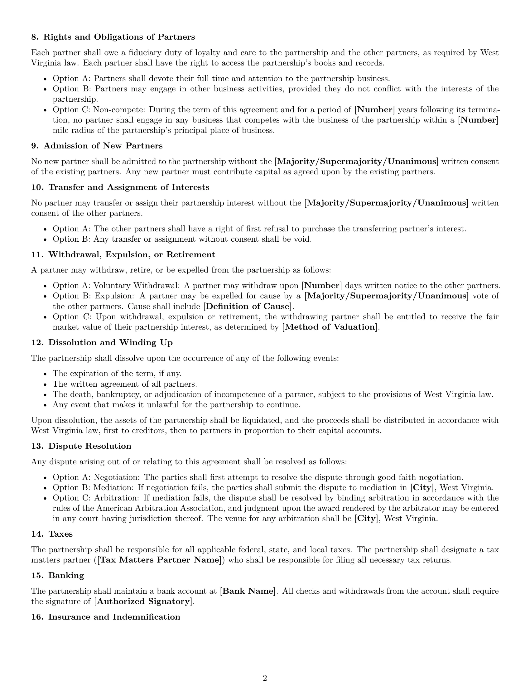 Preview page 2 of Free West Virginia partnership agreement template