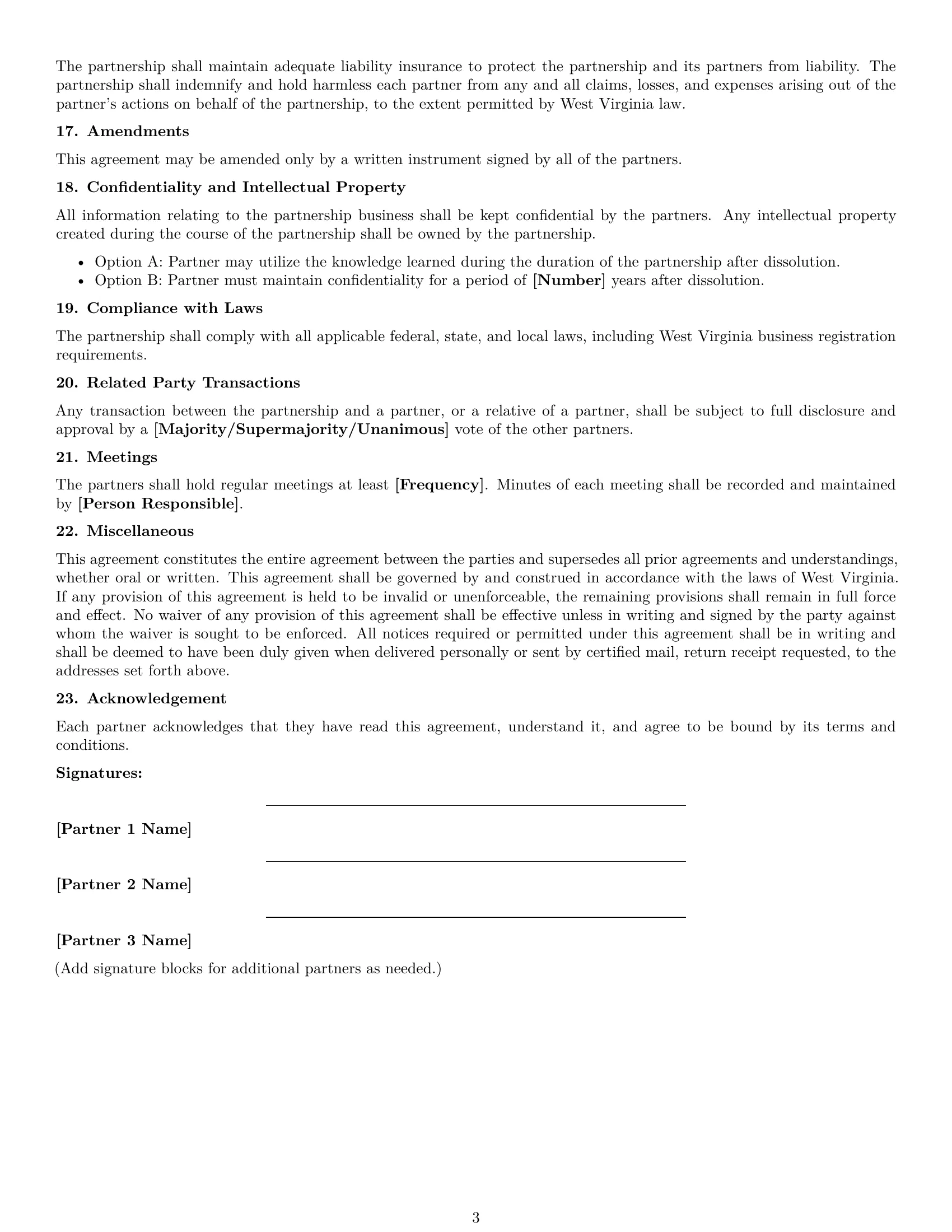 Preview page 3 of Free West Virginia partnership agreement template