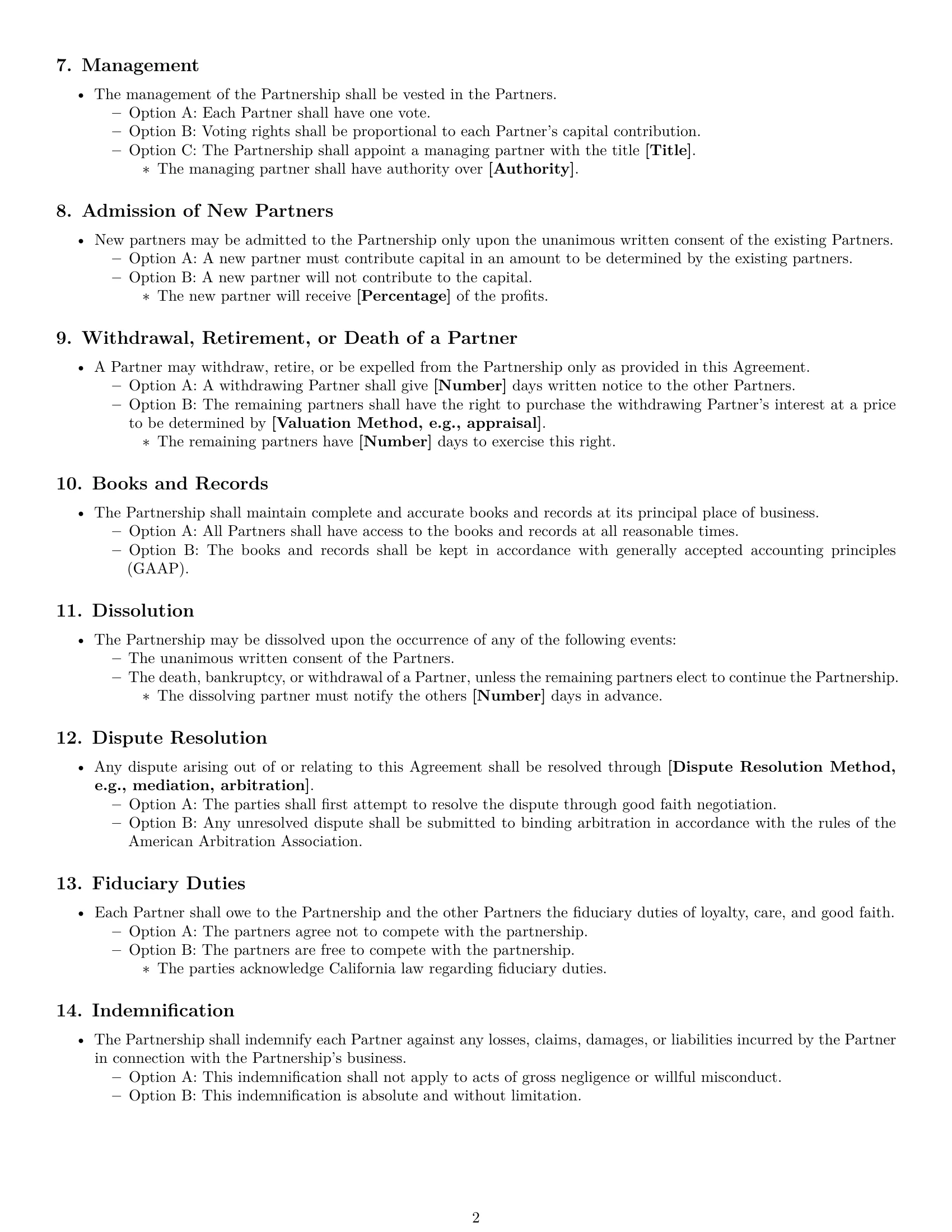 Preview page 2 of Free California partnership agreement template