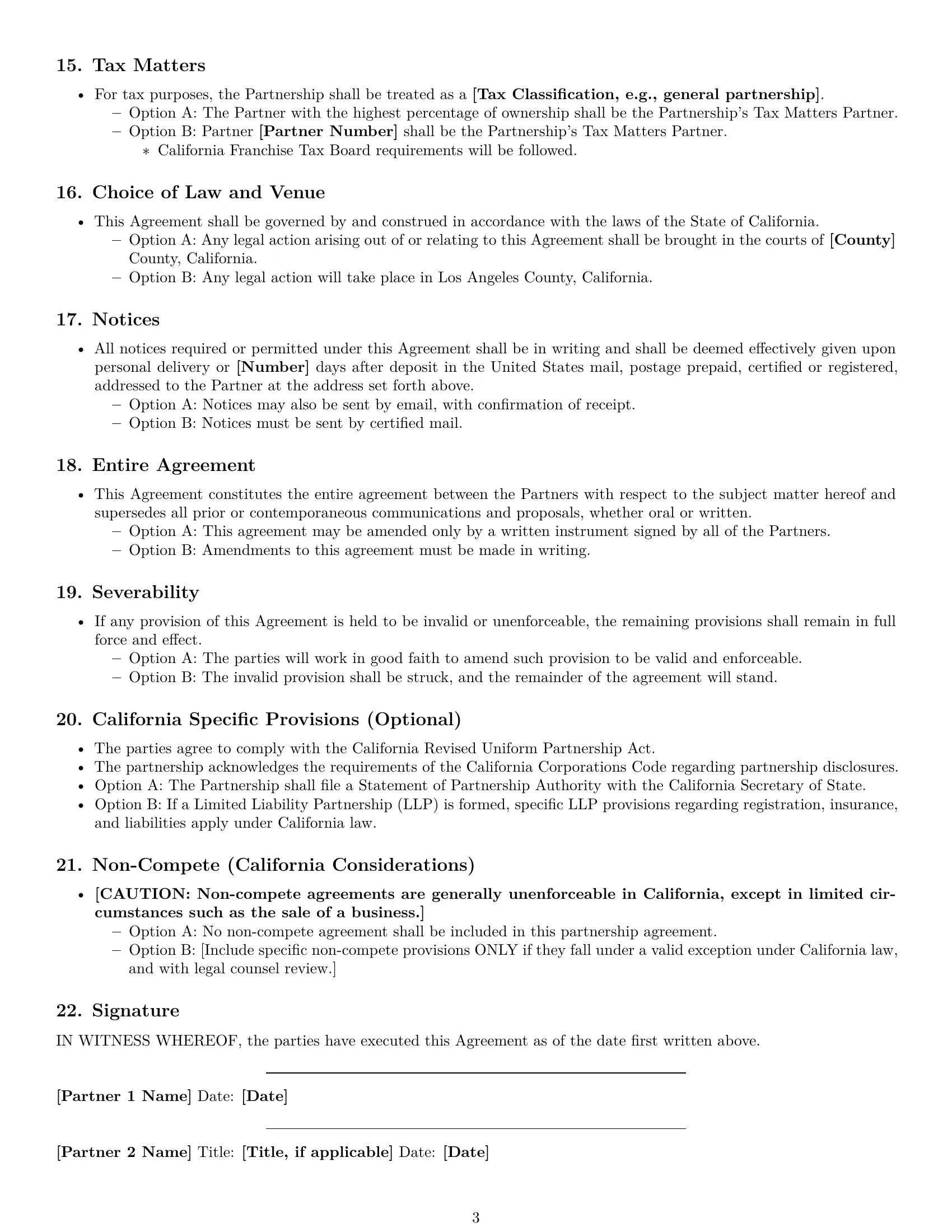 Preview page 3 of Free California partnership agreement template