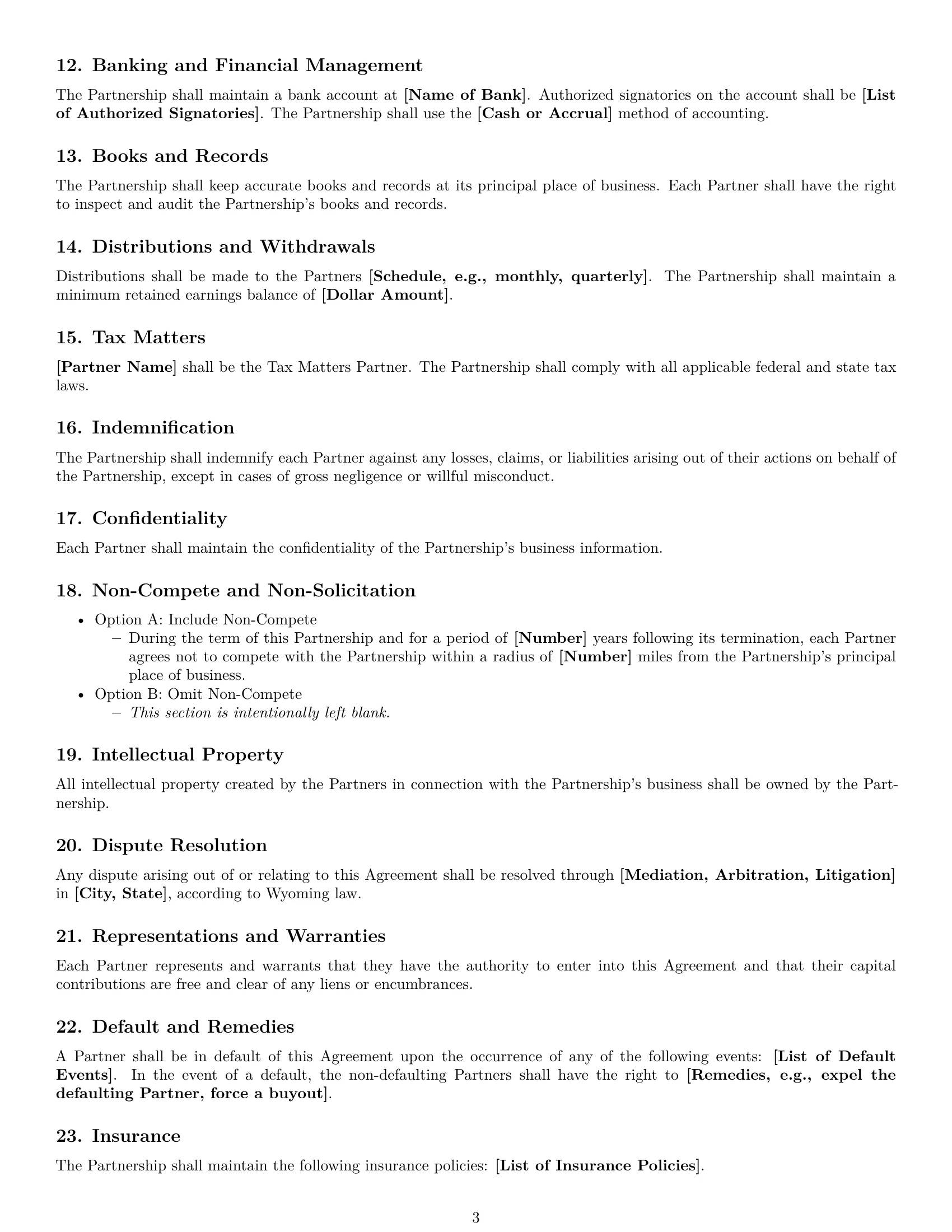 Preview page 3 of Free Wyoming partnership agreement template