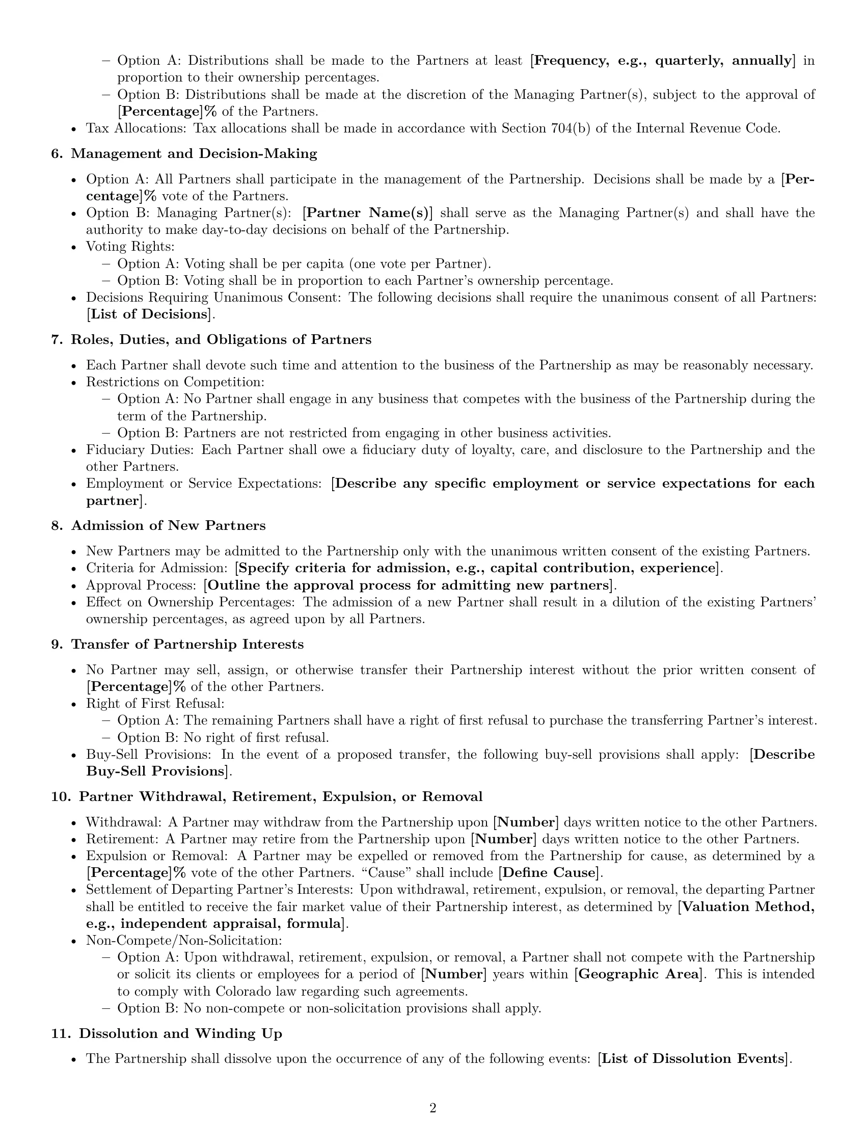 Preview page 2 of Free Colorado partnership agreement template