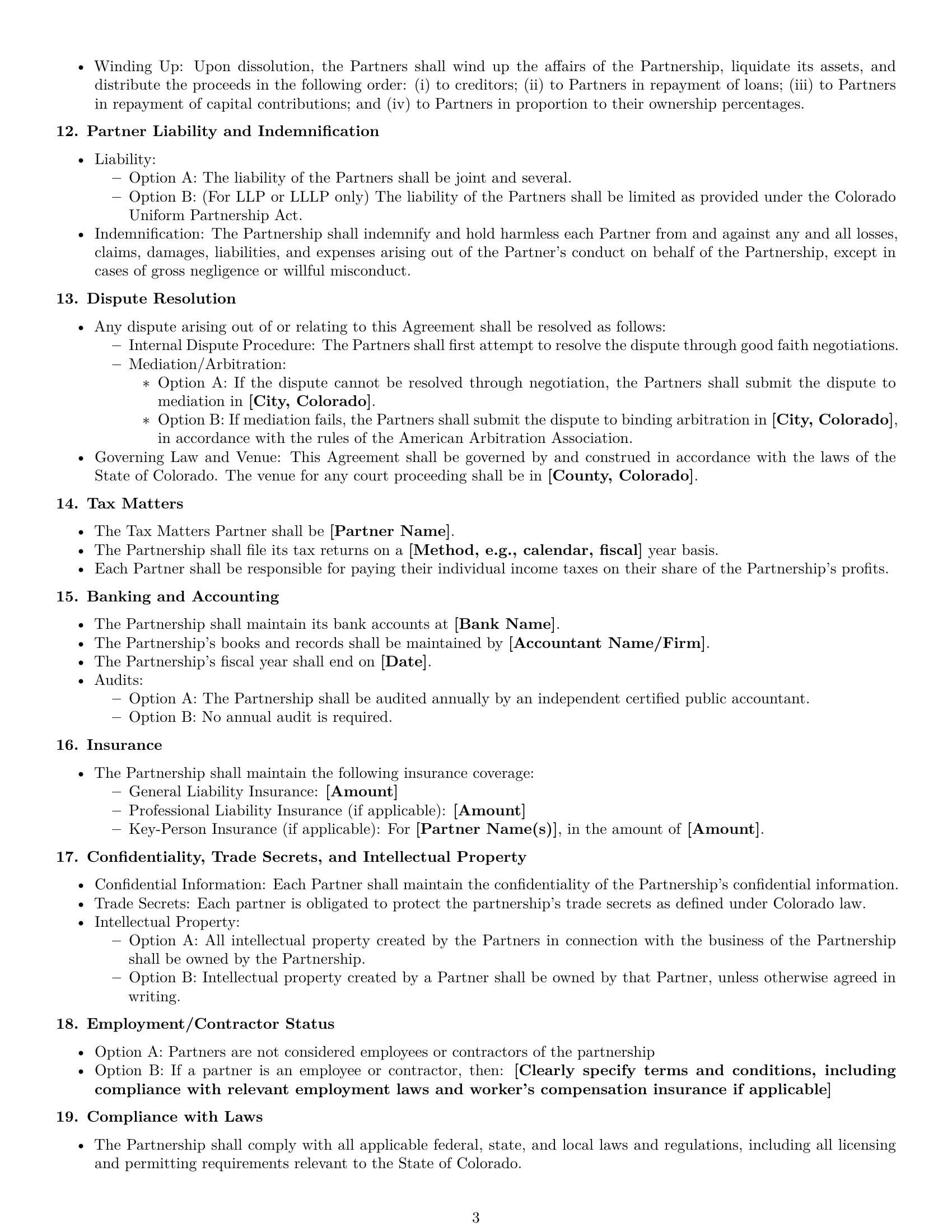 Preview page 3 of Free Colorado partnership agreement template