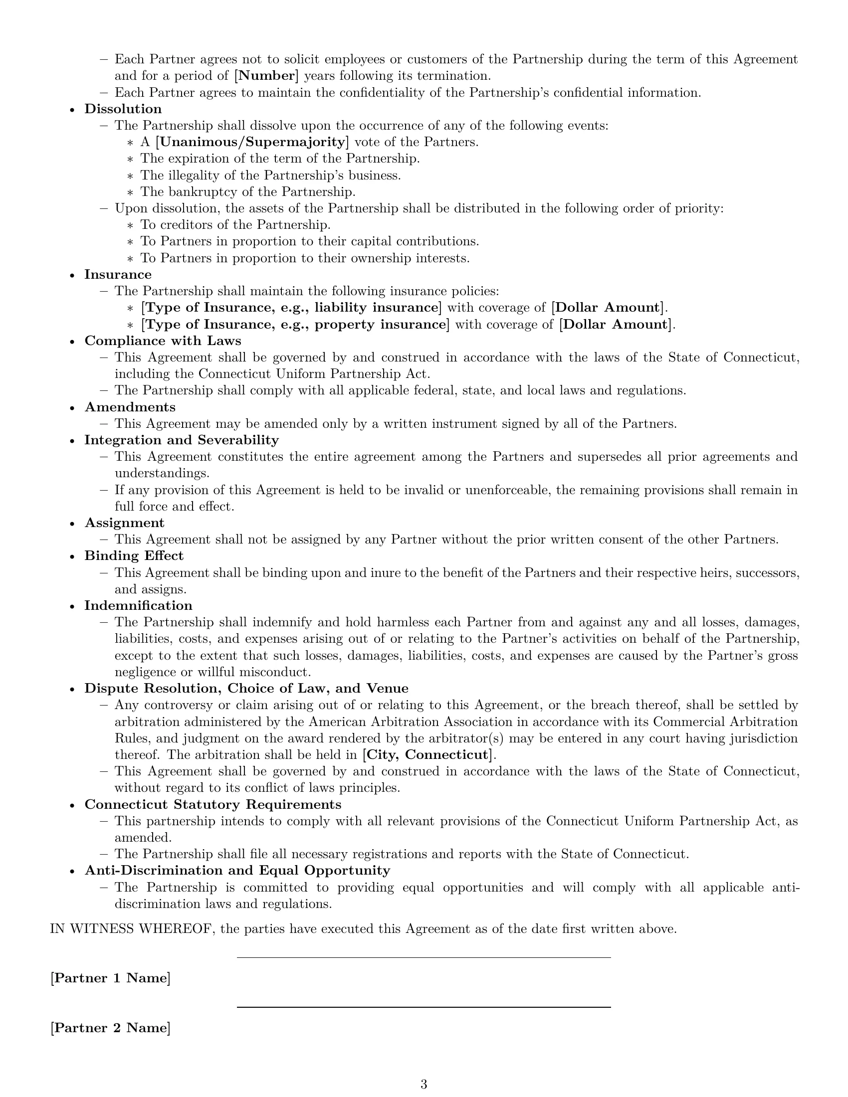 Preview page 3 of Free Connecticut partnership agreement template