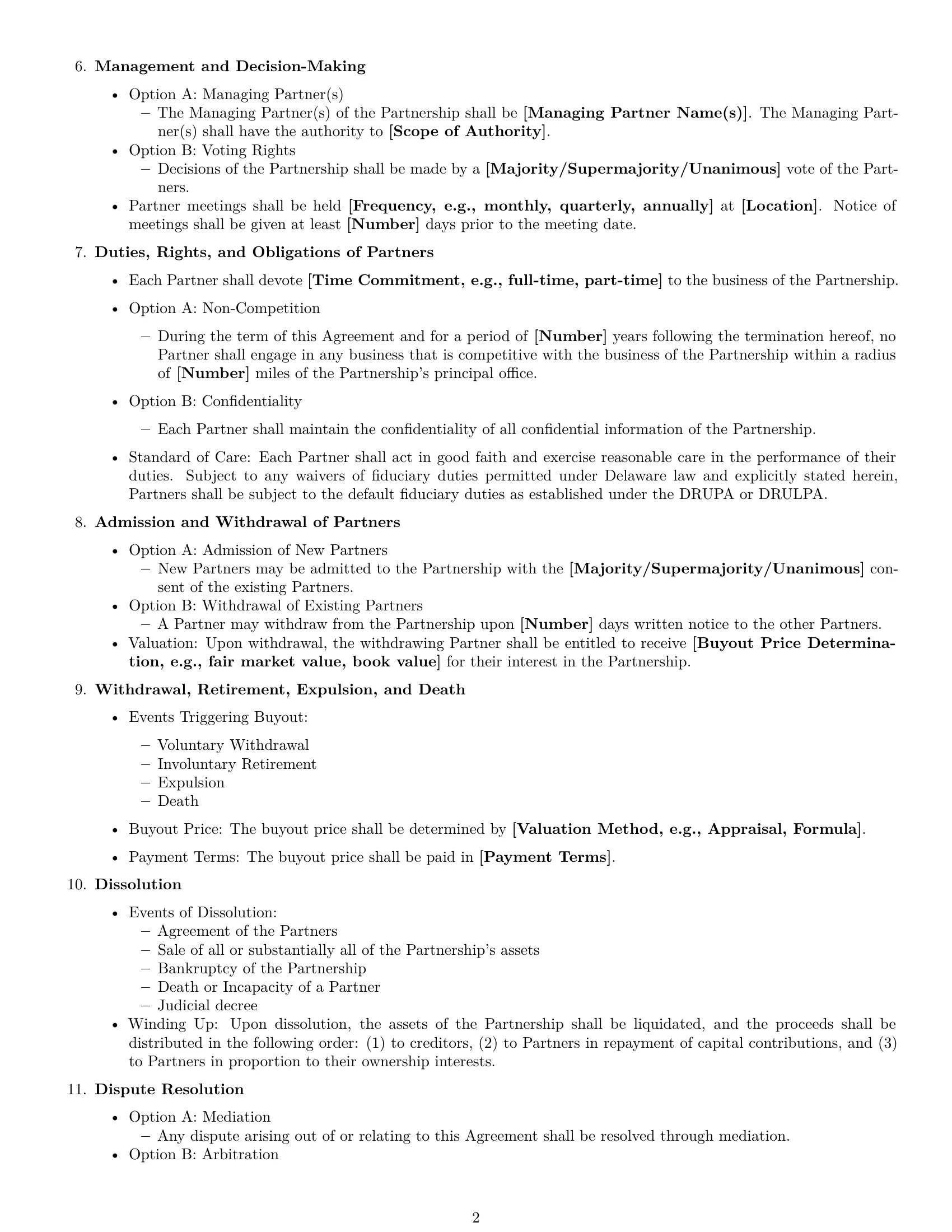 Preview page 2 of Free Delaware partnership agreement template