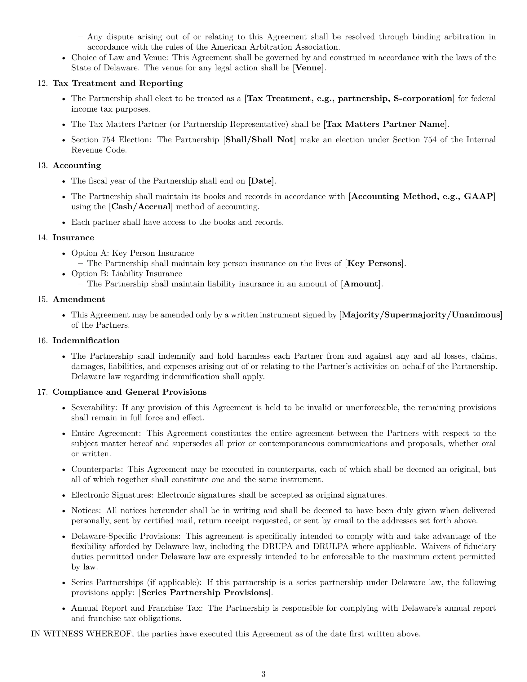 Preview page 3 of Free Delaware partnership agreement template