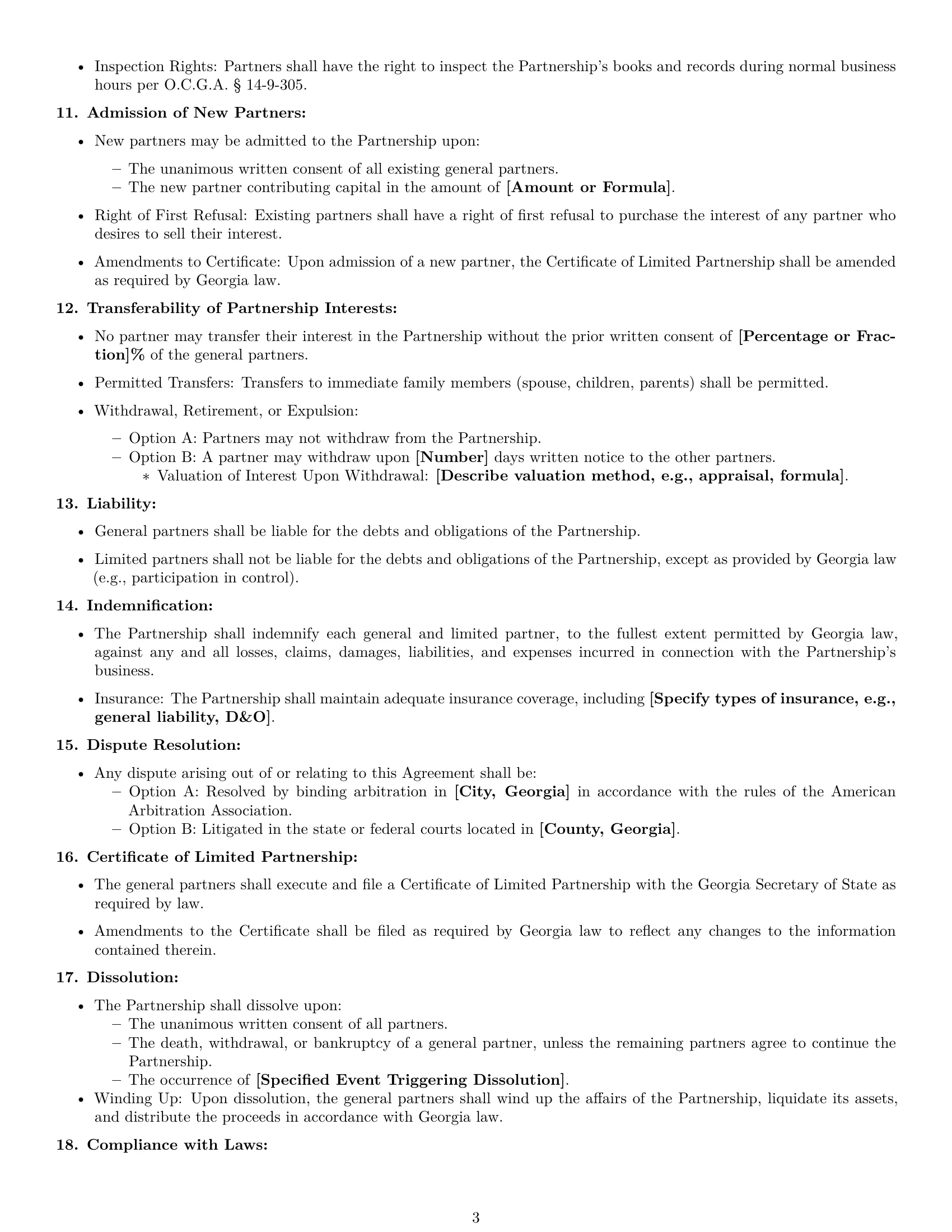 Preview page 3 of Free Georgia limited partnership agreement template