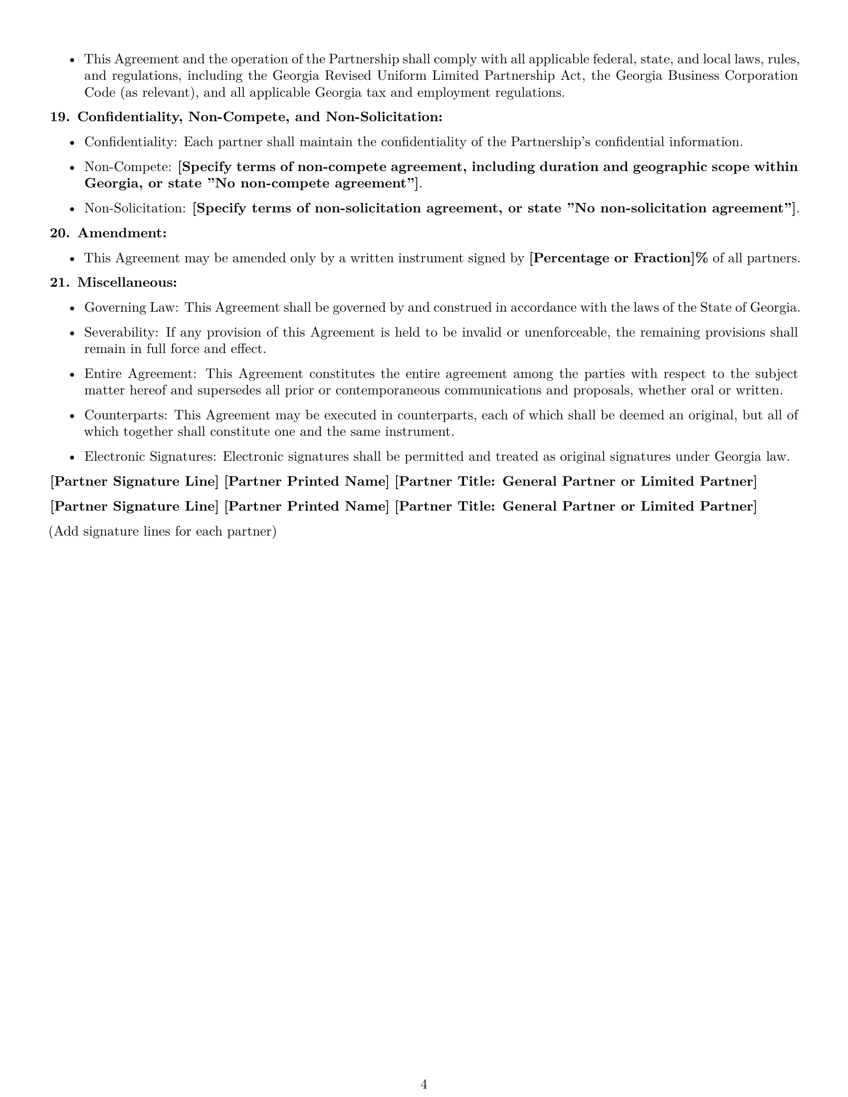 Preview page 4 of Free Georgia limited partnership agreement template