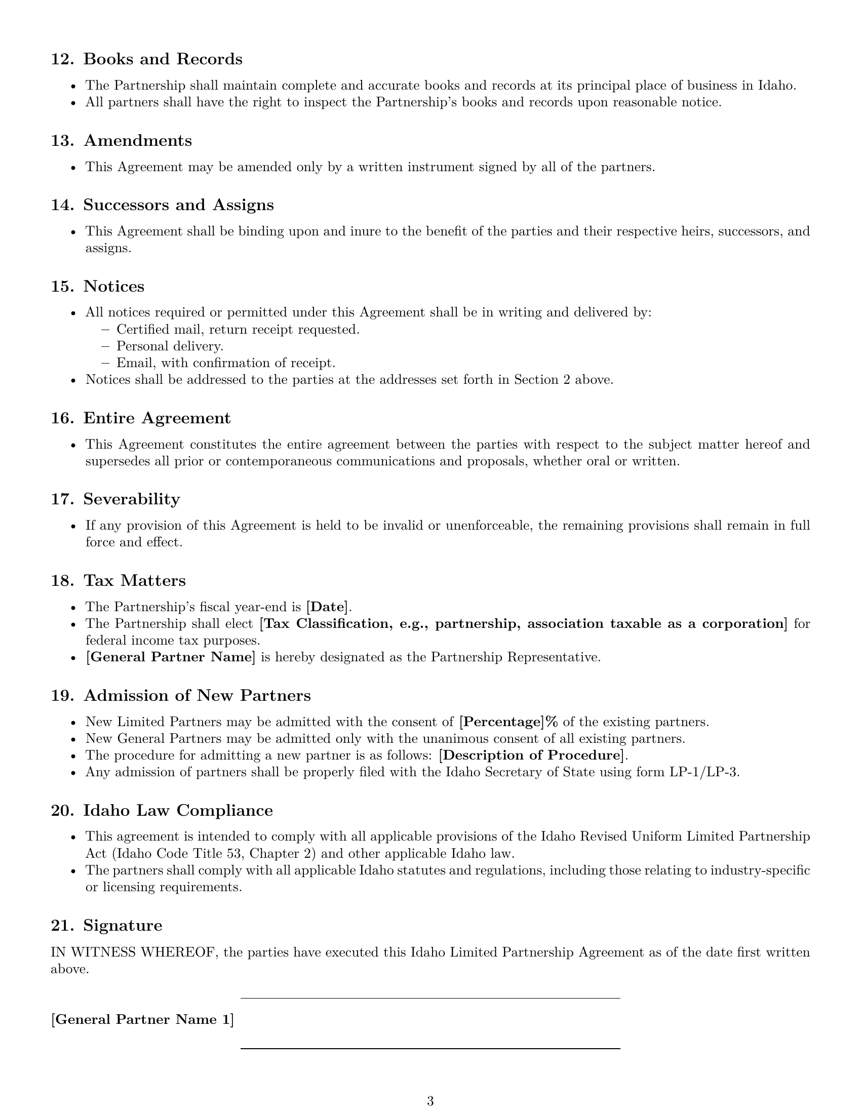 Preview page 3 of Free Idaho limited partnership agreement template