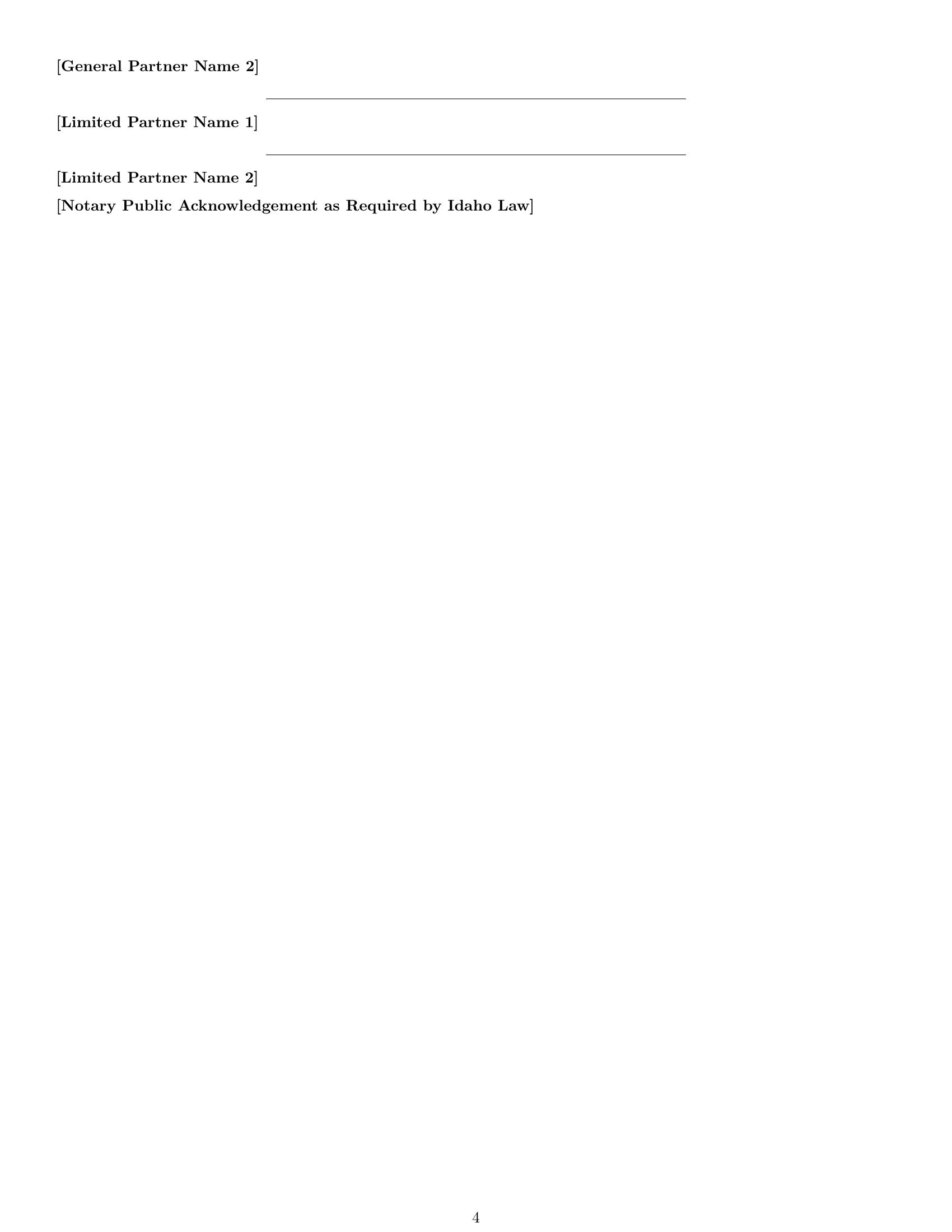Preview page 4 of Free Idaho limited partnership agreement template