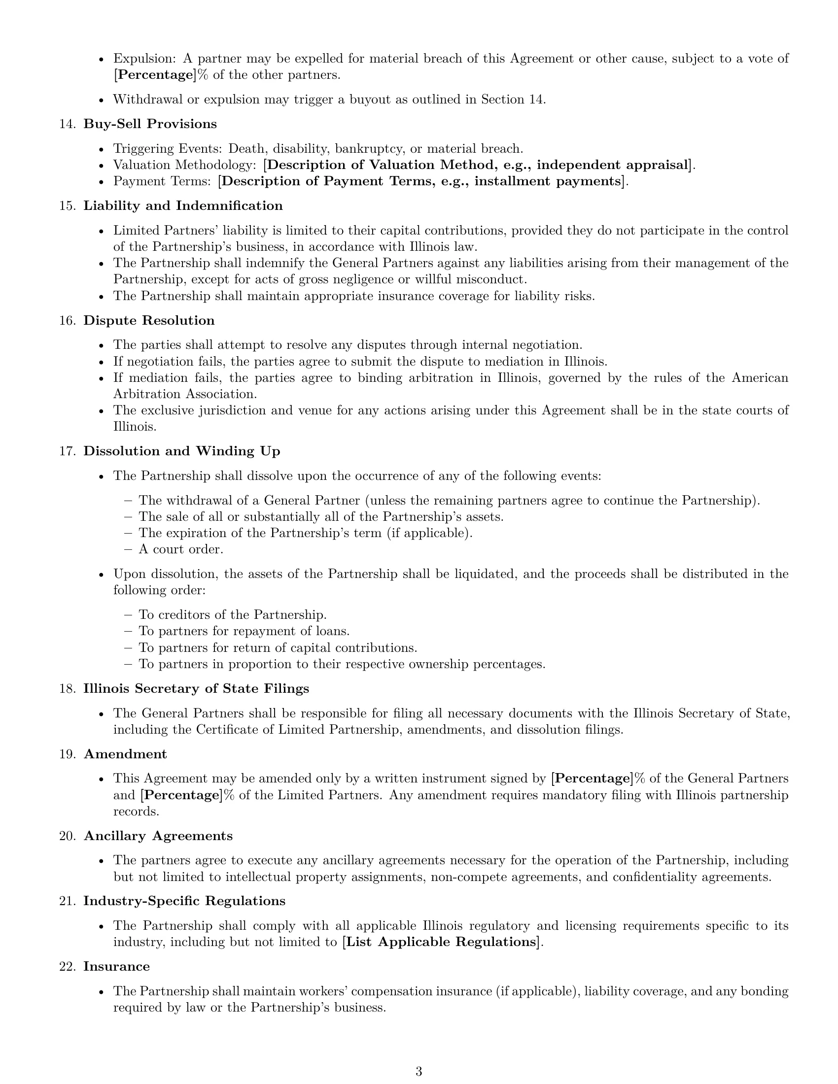 Preview page 3 of Free Illinois limited partnership agreement template