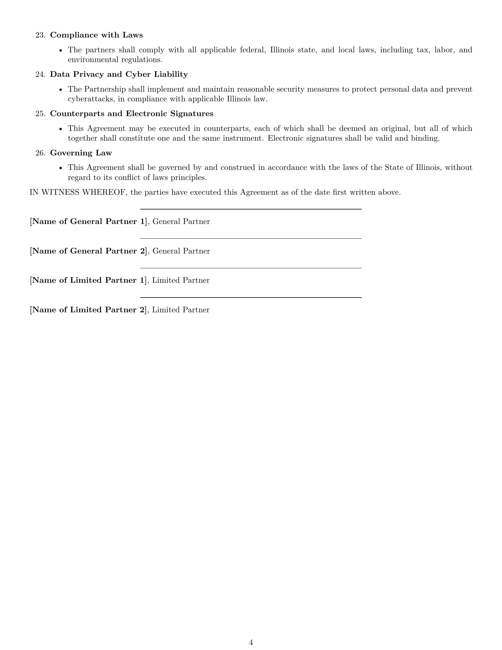 Preview page 4 of Free Illinois limited partnership agreement template