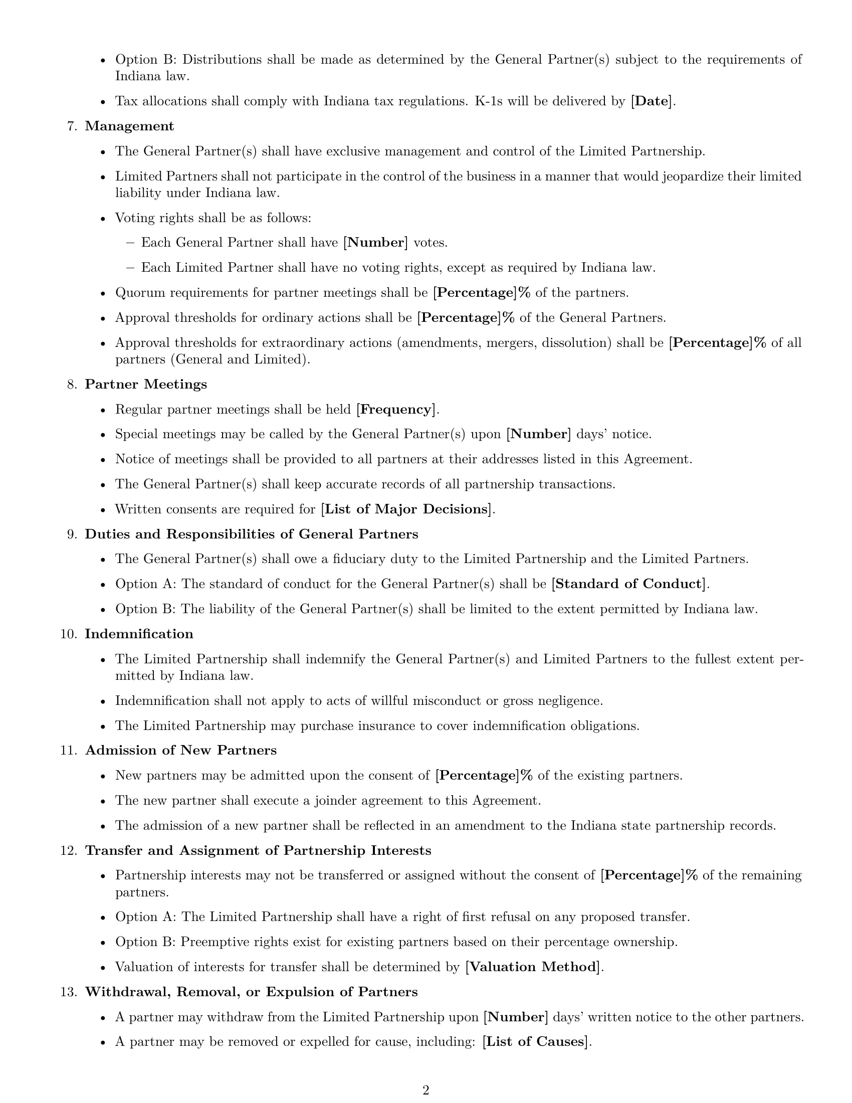 Preview page 2 of Free Indiana limited partnership agreement template