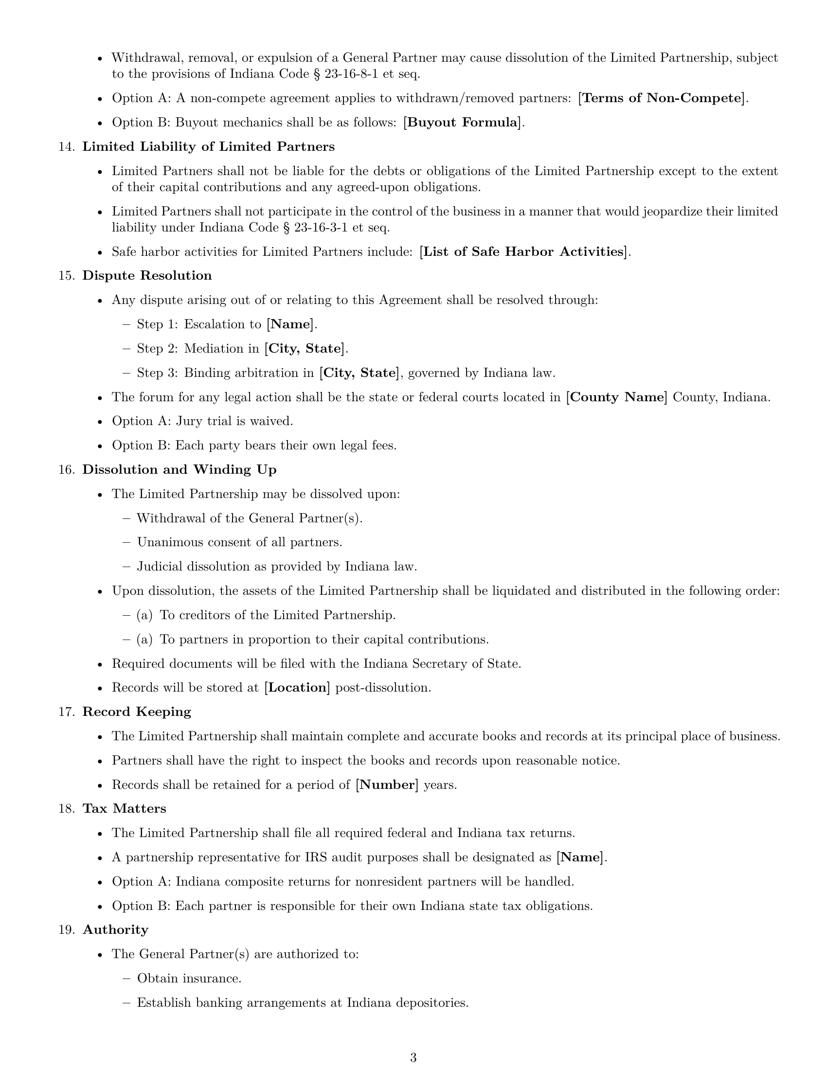 Preview page 3 of Free Indiana limited partnership agreement template