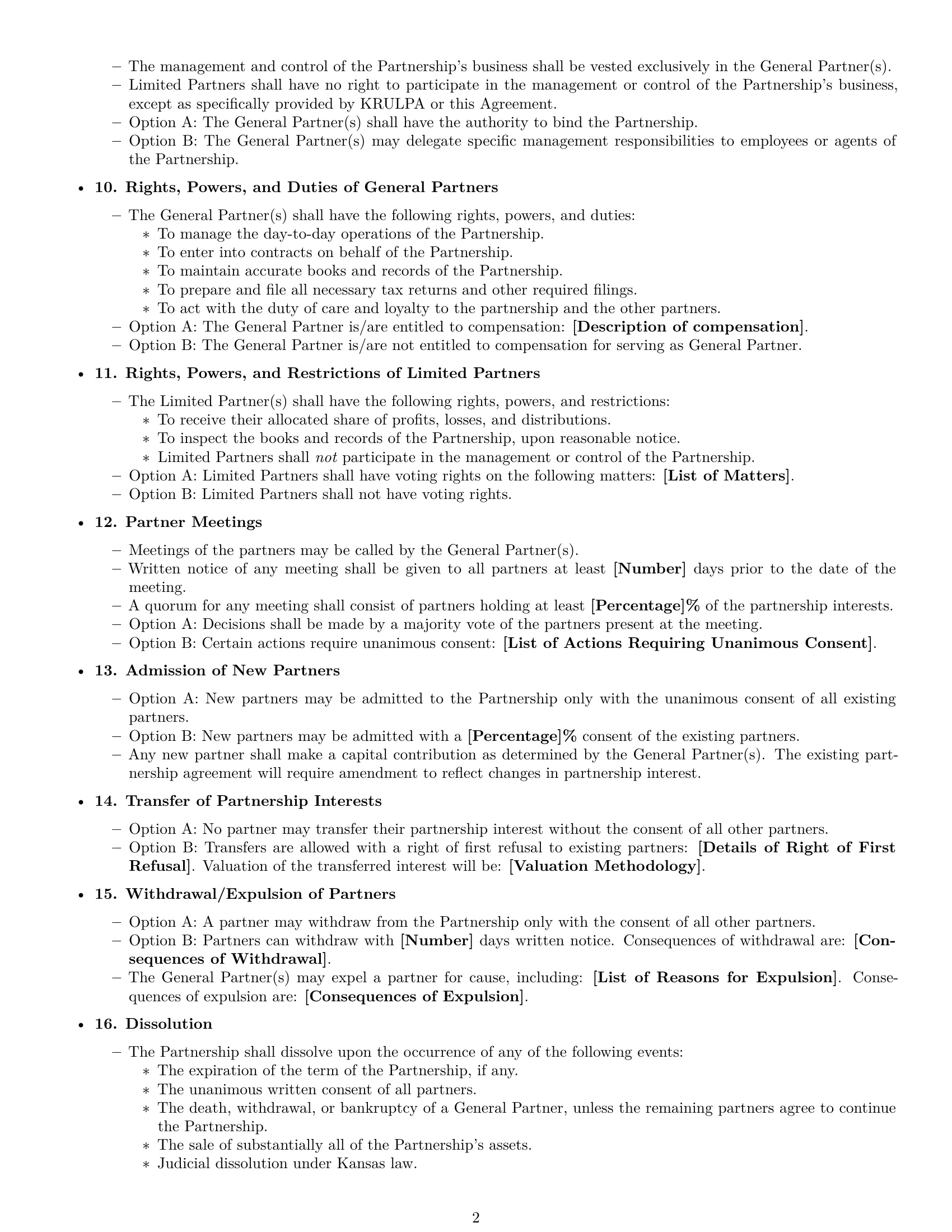 Preview page 2 of Free Kansas limited partnership agreement template