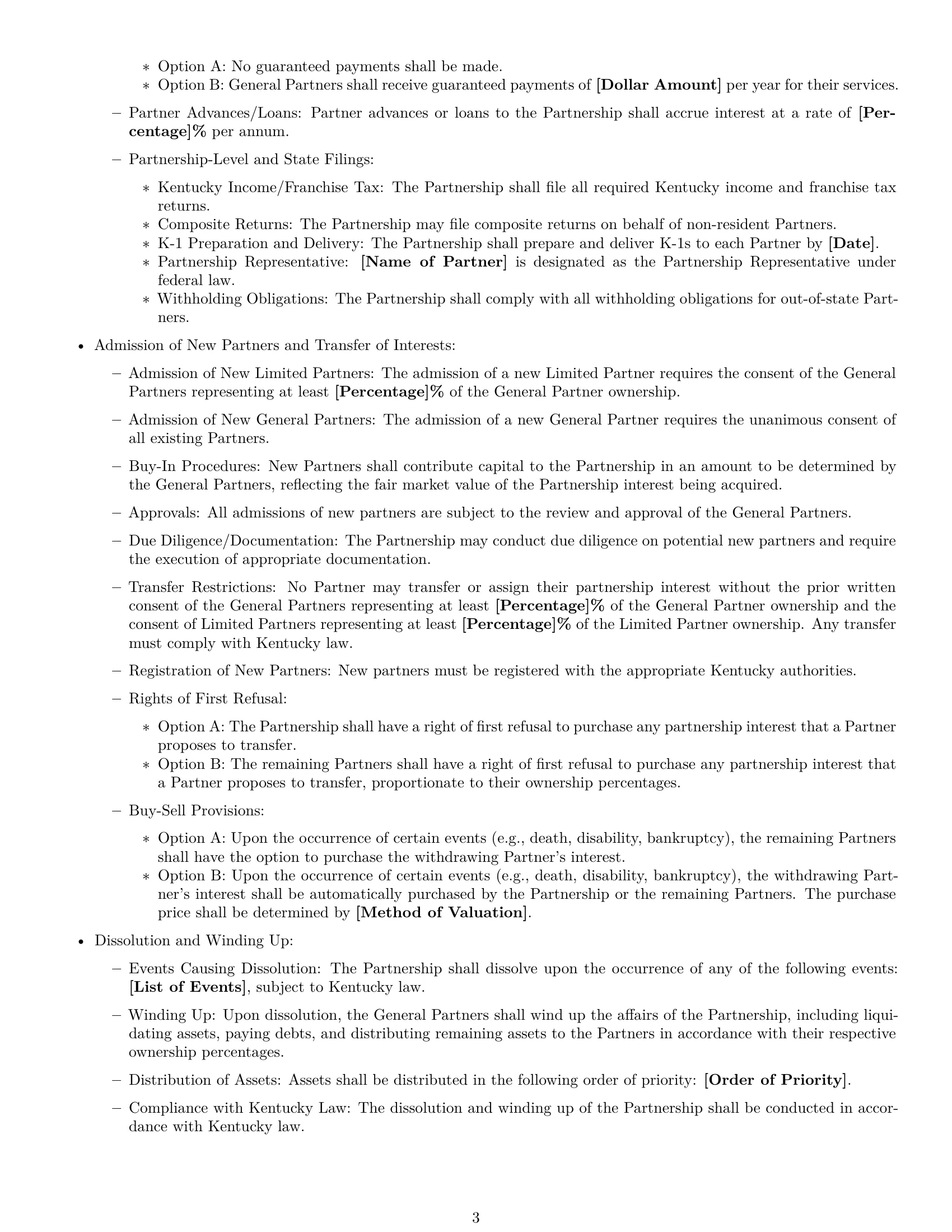 Preview page 3 of Free Kentucky limited partnership agreement template