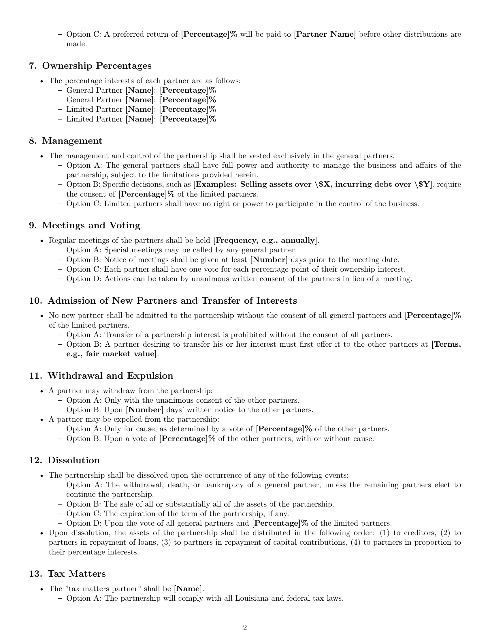 Preview page 2 of Free Louisiana limited partnership agreement template