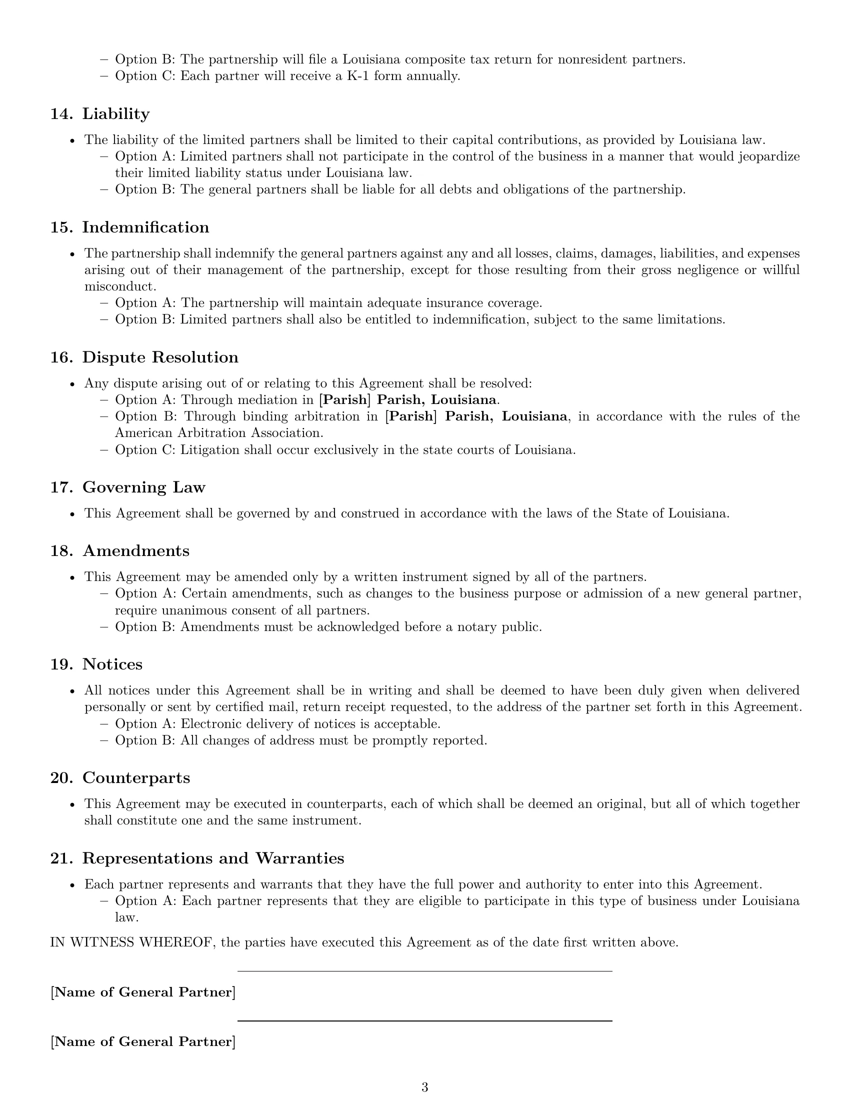 Preview page 3 of Free Louisiana limited partnership agreement template